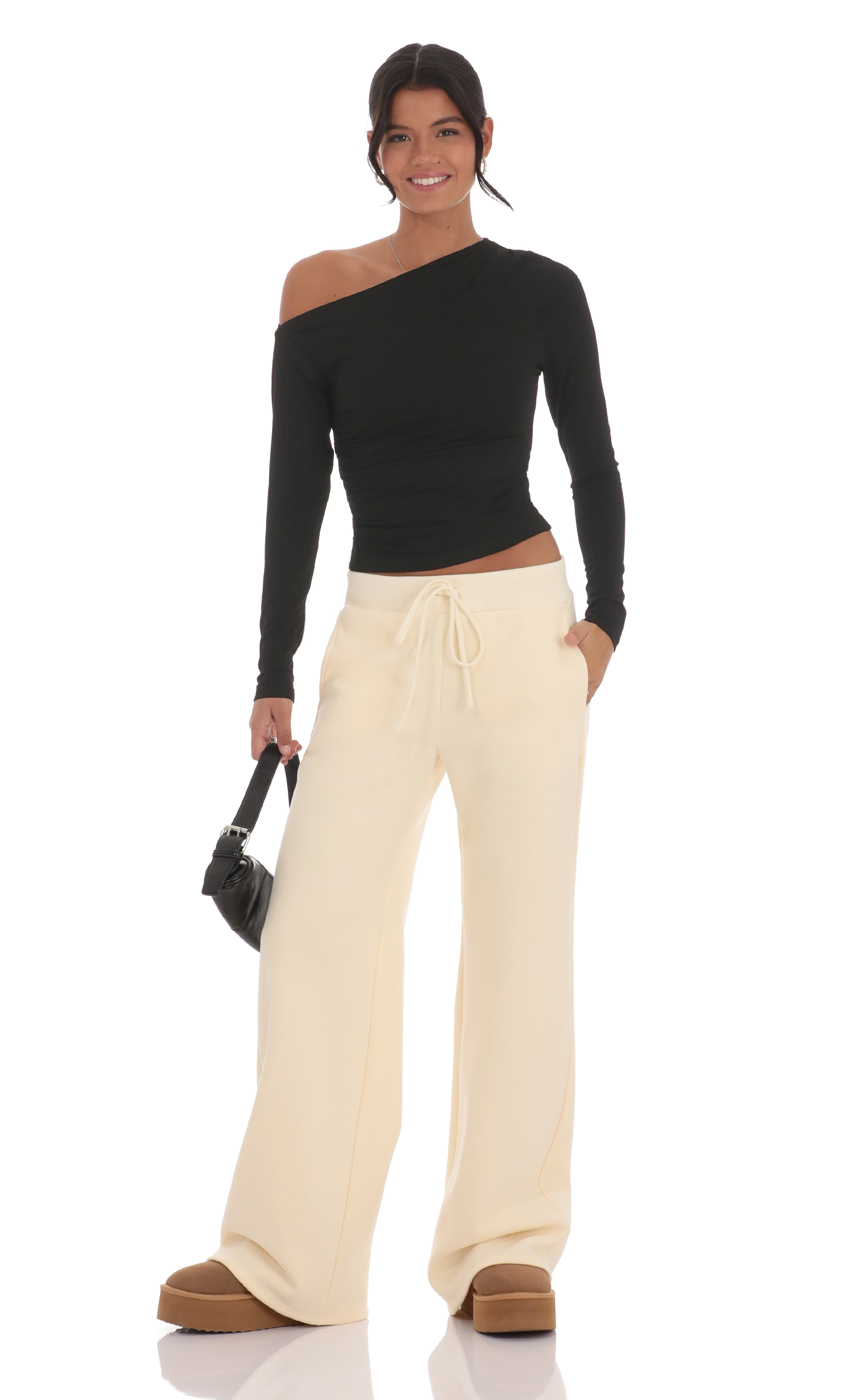 Straight Leg Sweatpants in Cream-My Sky Diva
