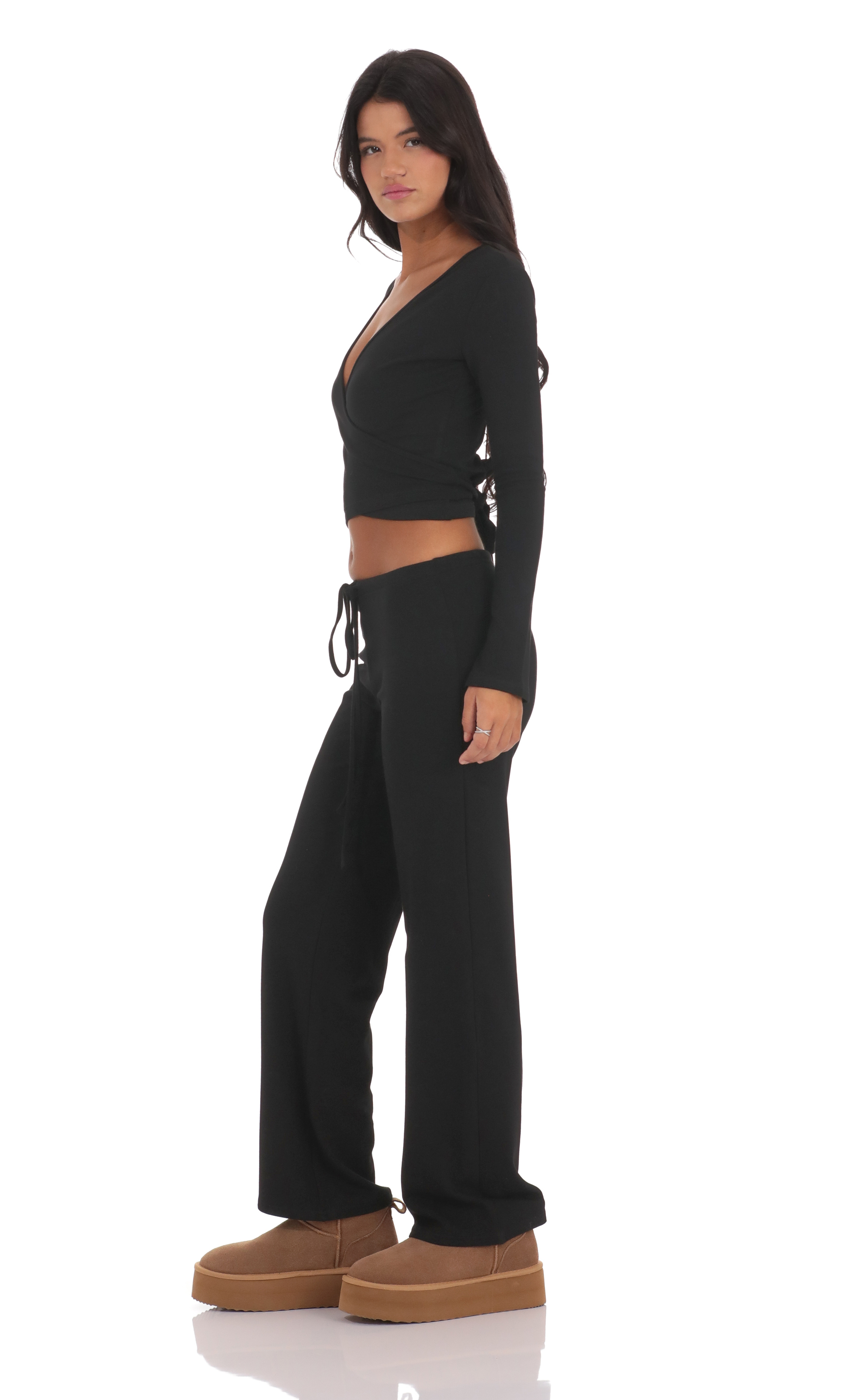 Two Piece Wrap Set in Black-My Sky Diva
