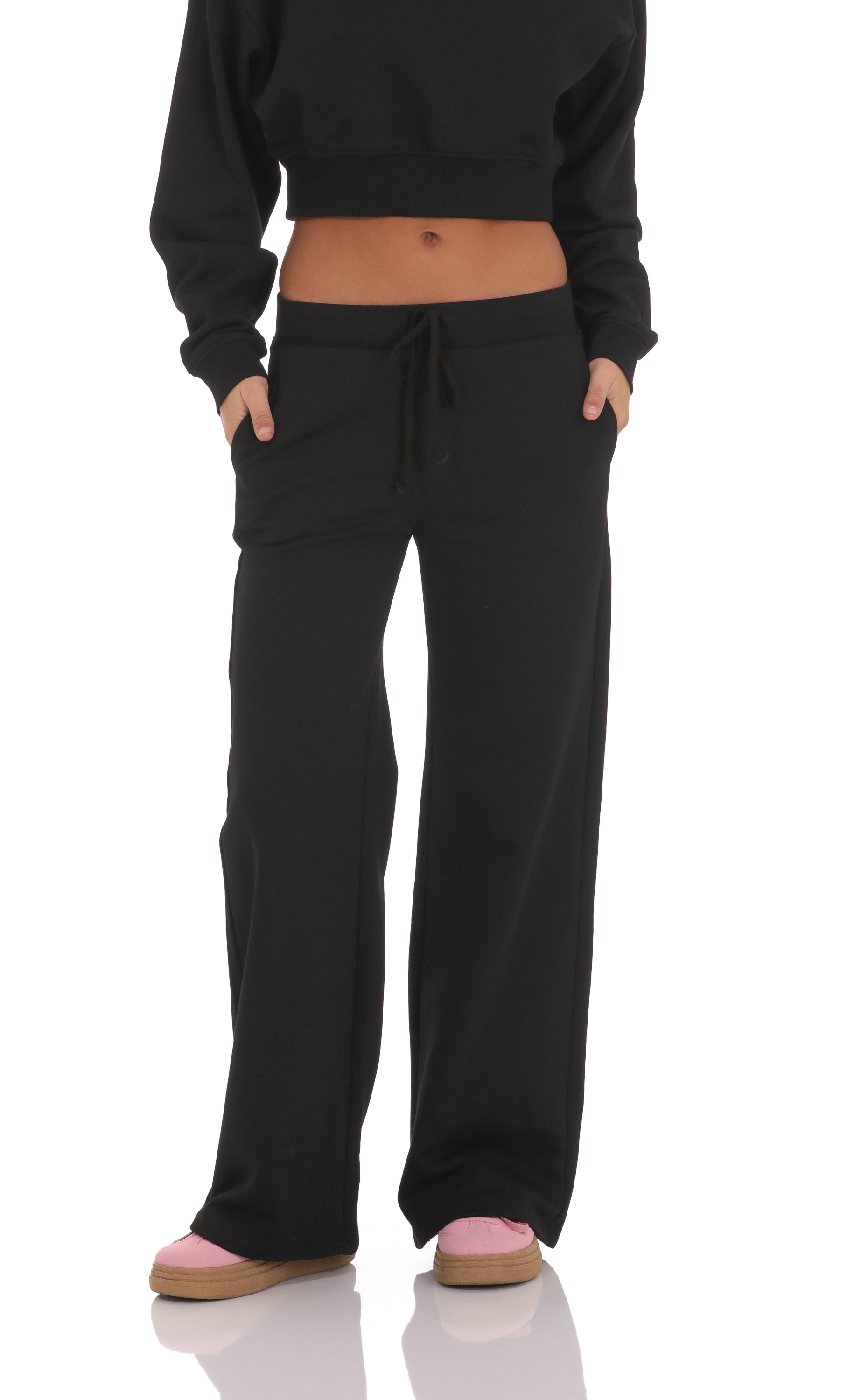 Bow Embroidered Sweatpants in Black-My Sky Diva