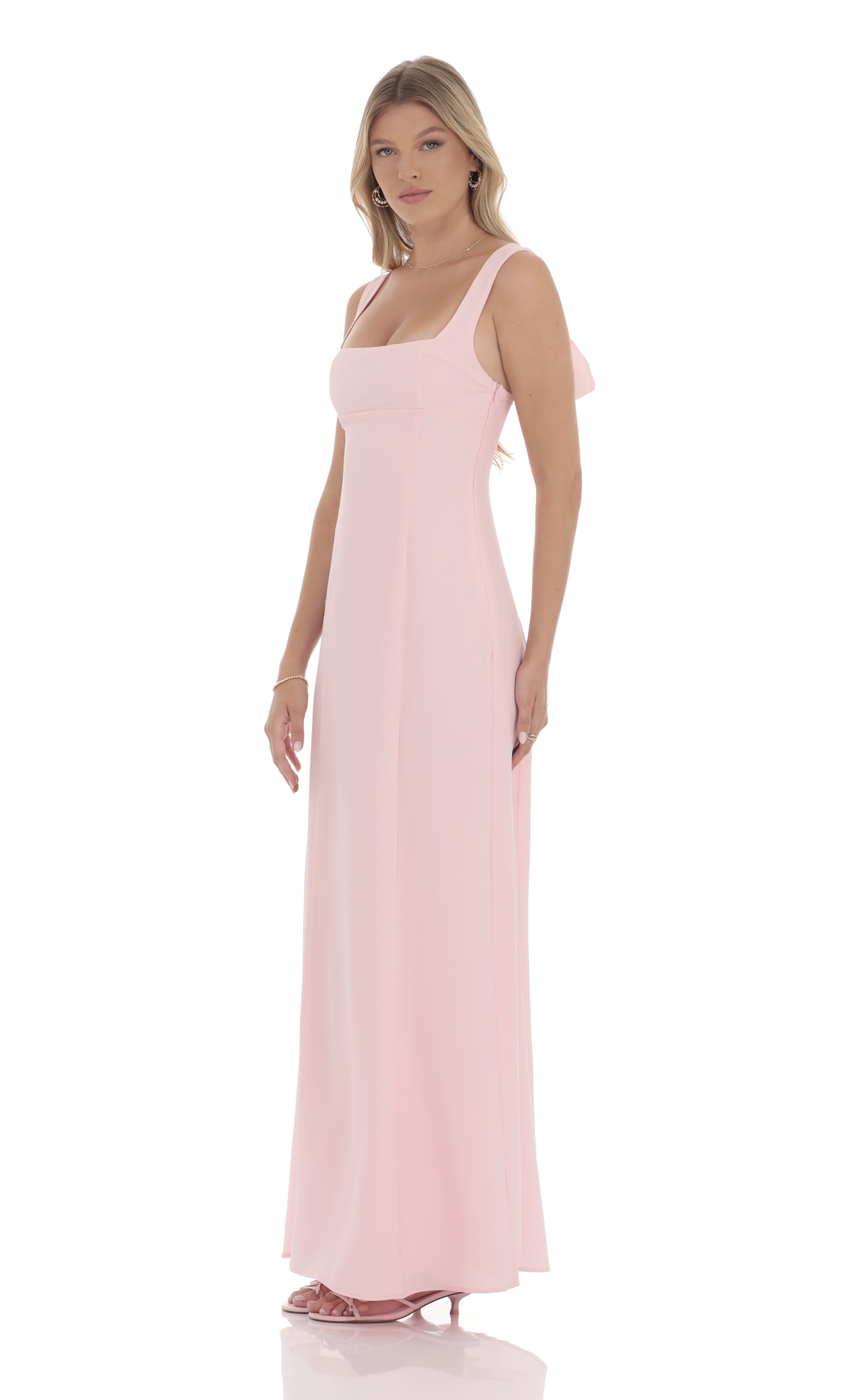 Back Bows Maxi Dress in Pink-My Sky Diva