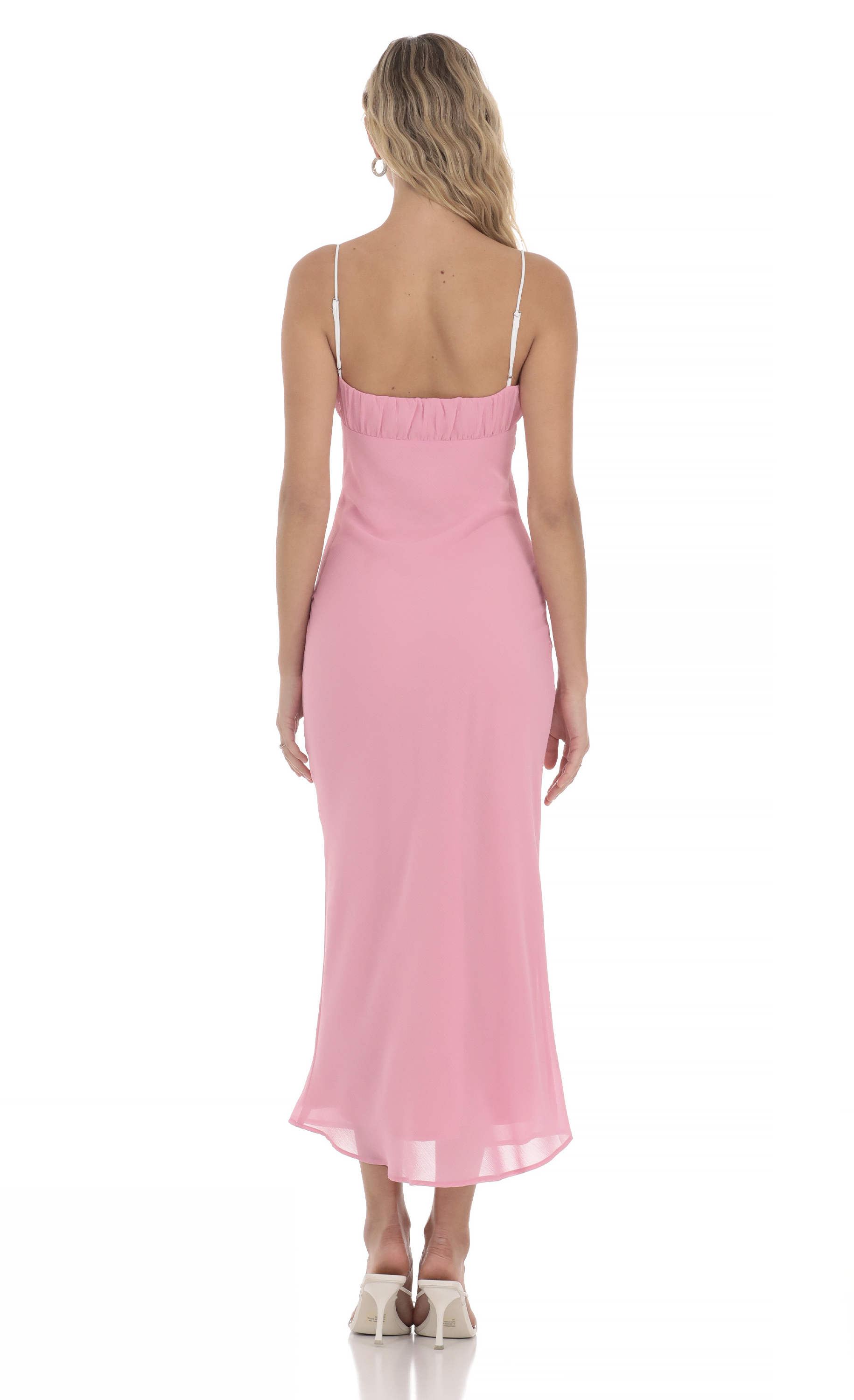 Ruched Bust Midi Dress in Pink-My Sky Diva