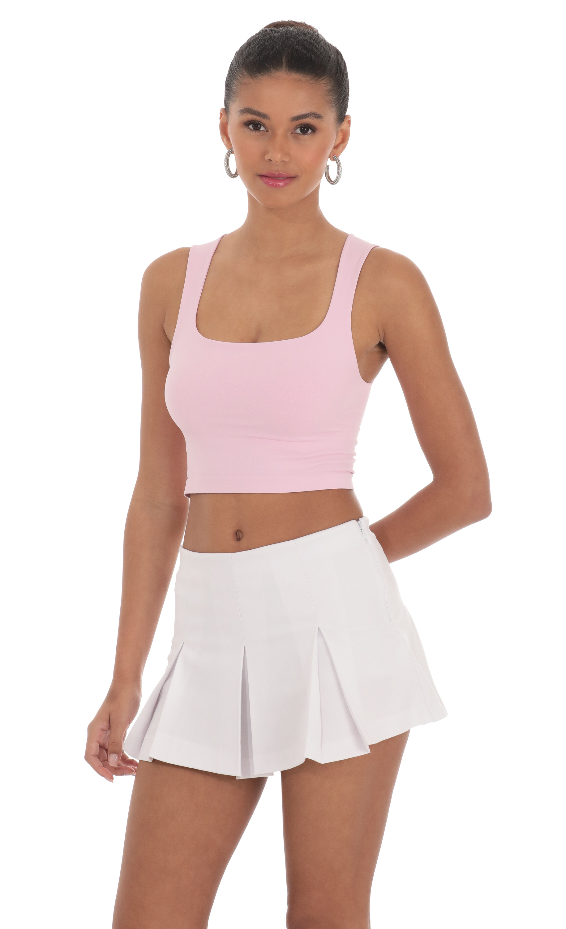 Pleated Skort in White-My Sky Diva