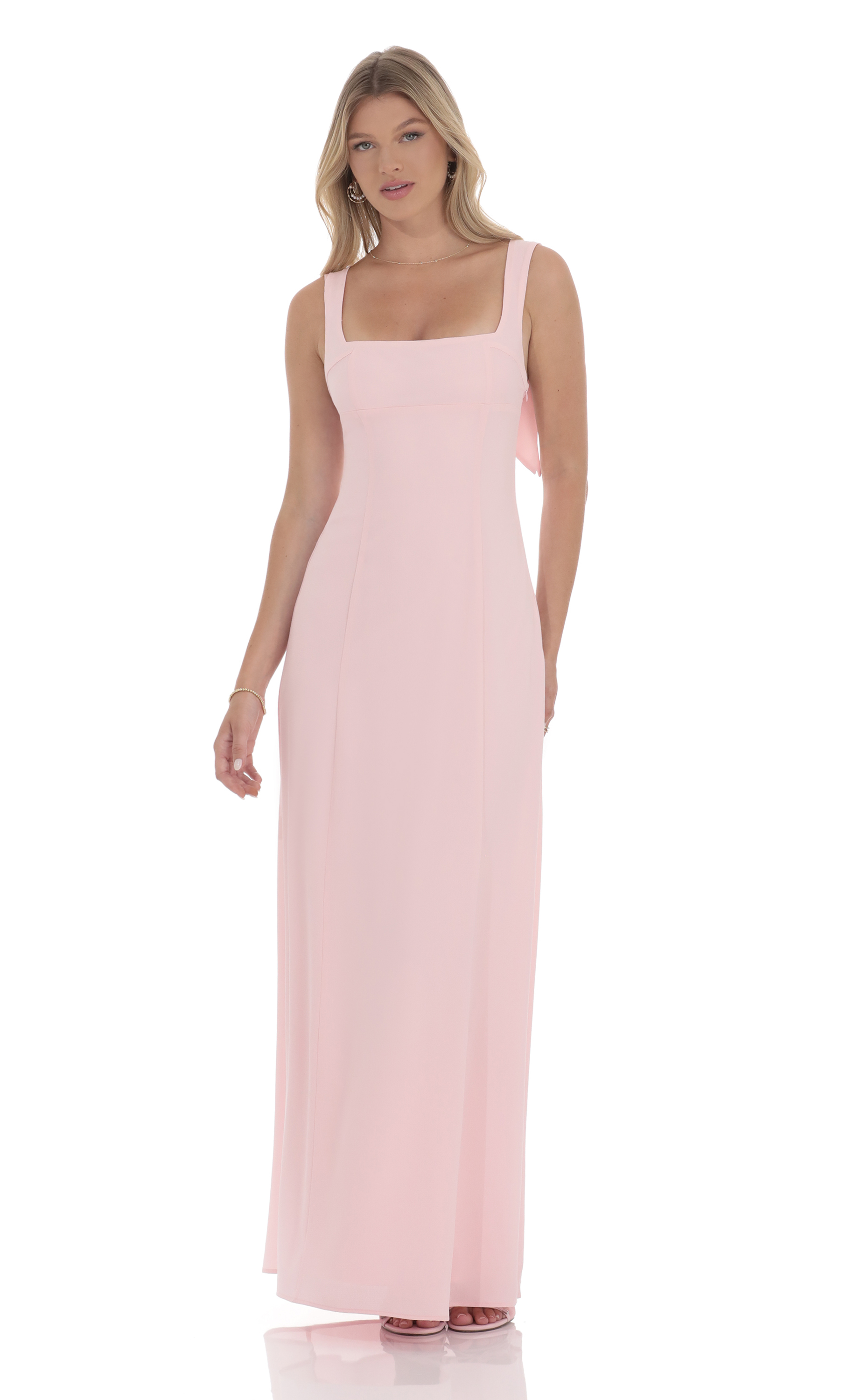 Back Bows Maxi Dress in Pink-My Sky Diva
