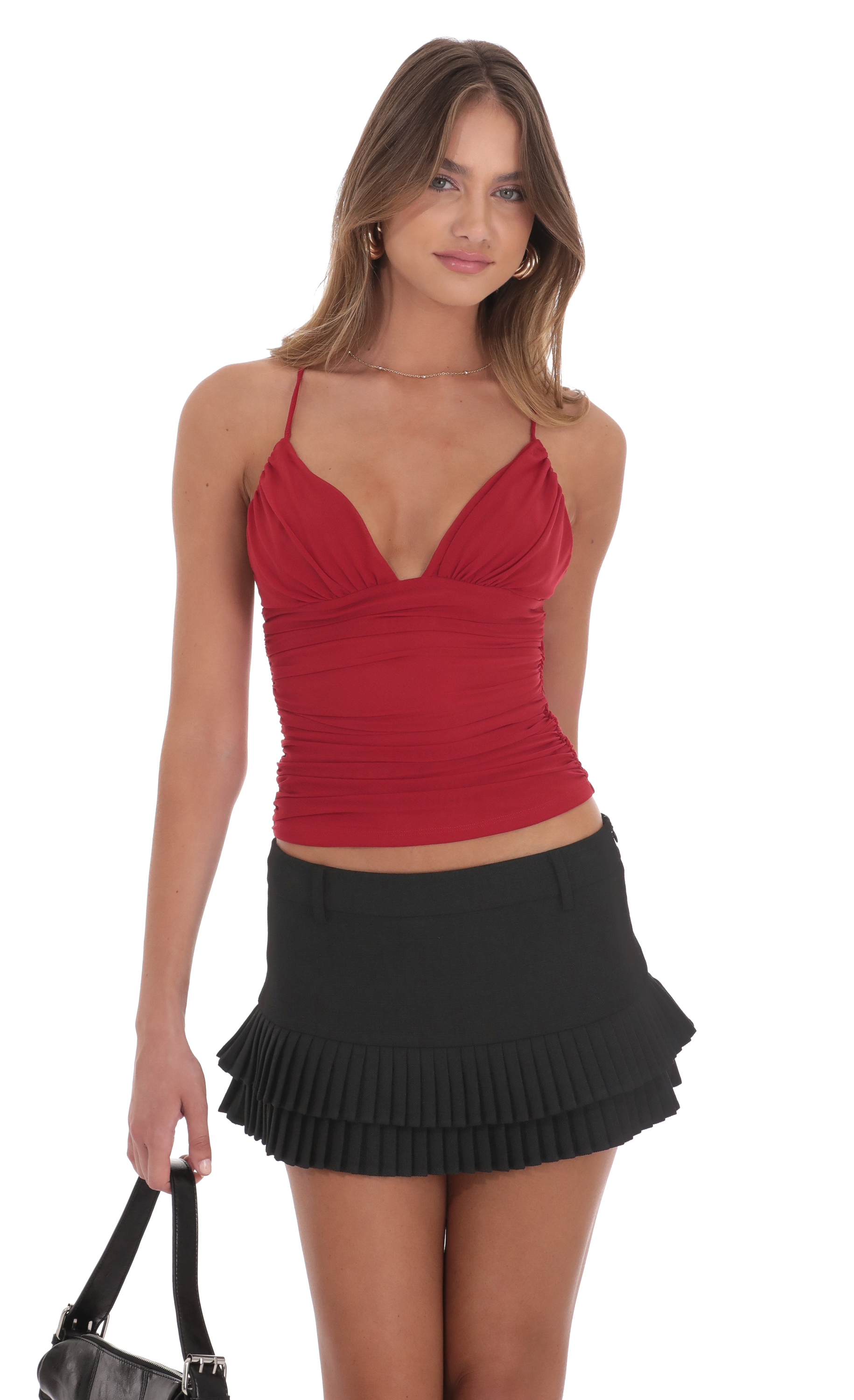 Pleated Ruffle Skort in Black-My Sky Diva