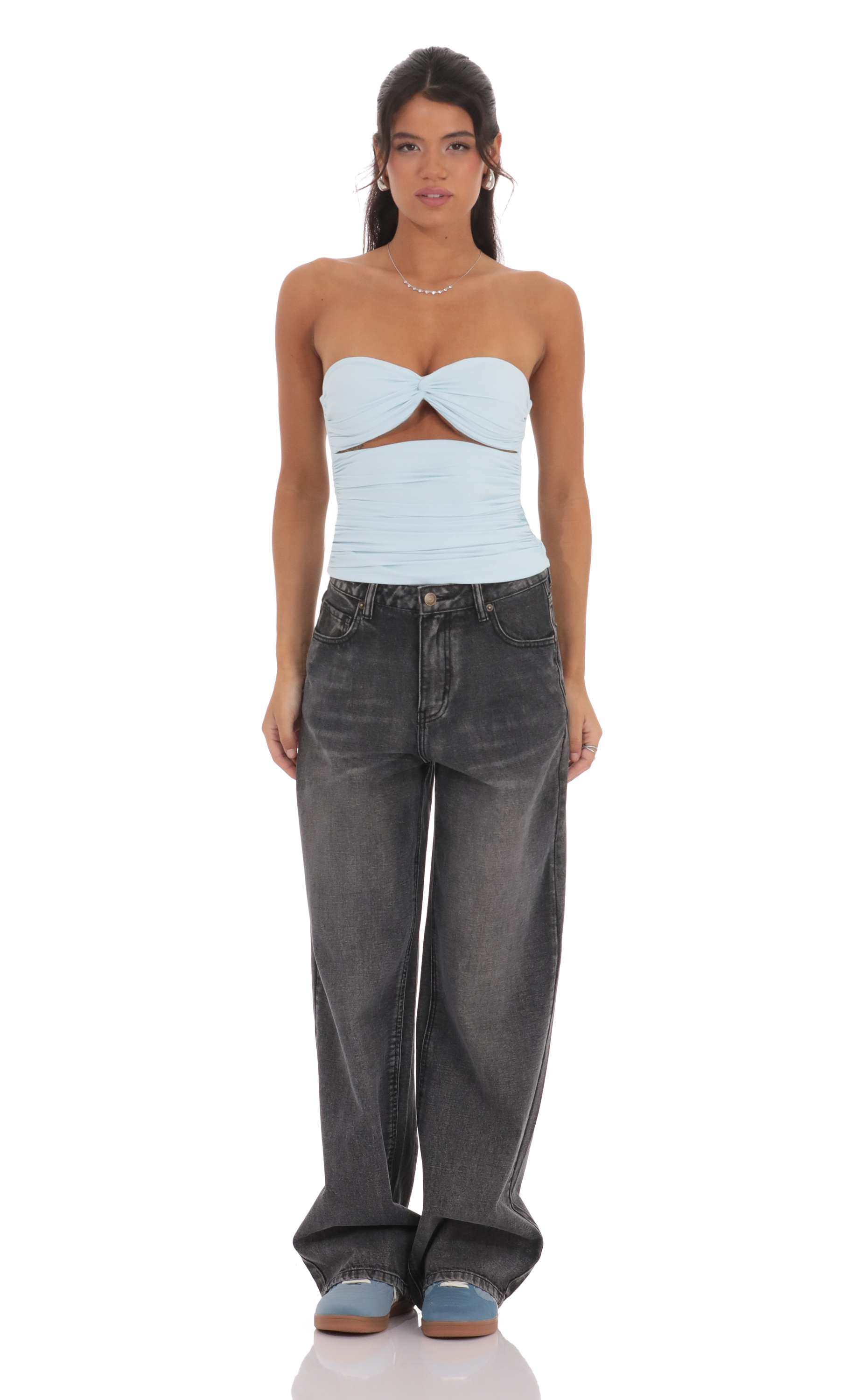 Two Piece Cutout Top in Light Blue-My Sky Diva