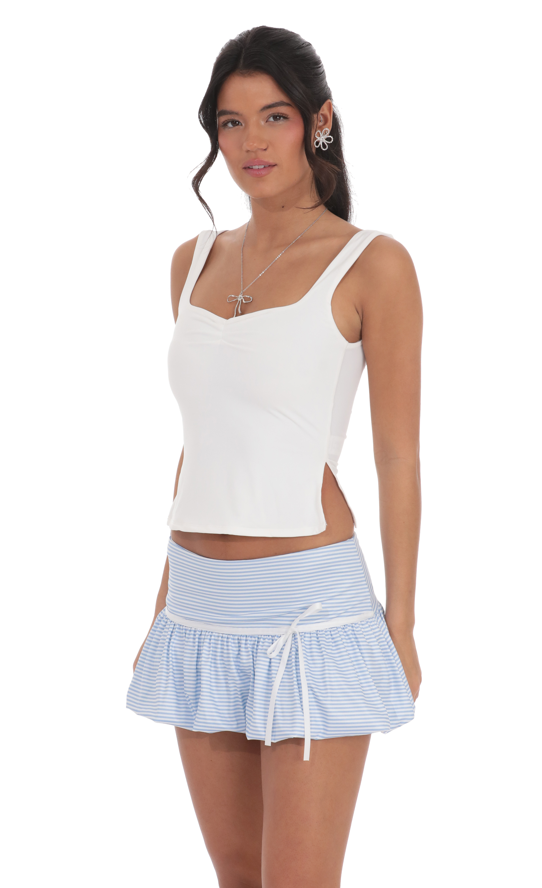 Striped Bubble Skirt in Baby Blue-My Sky Diva
