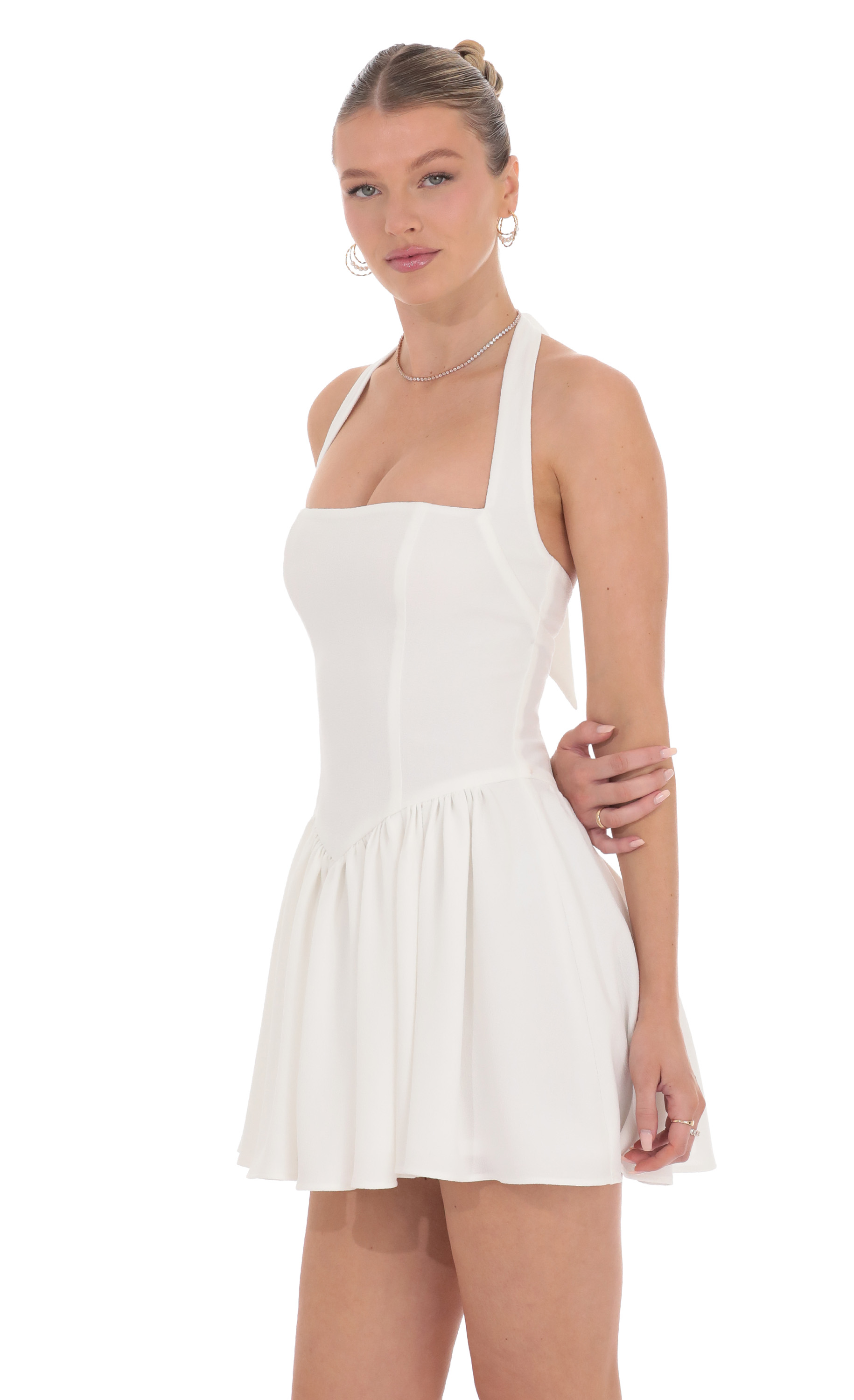 Halter A-line Dress in Ivory-My Sky Diva