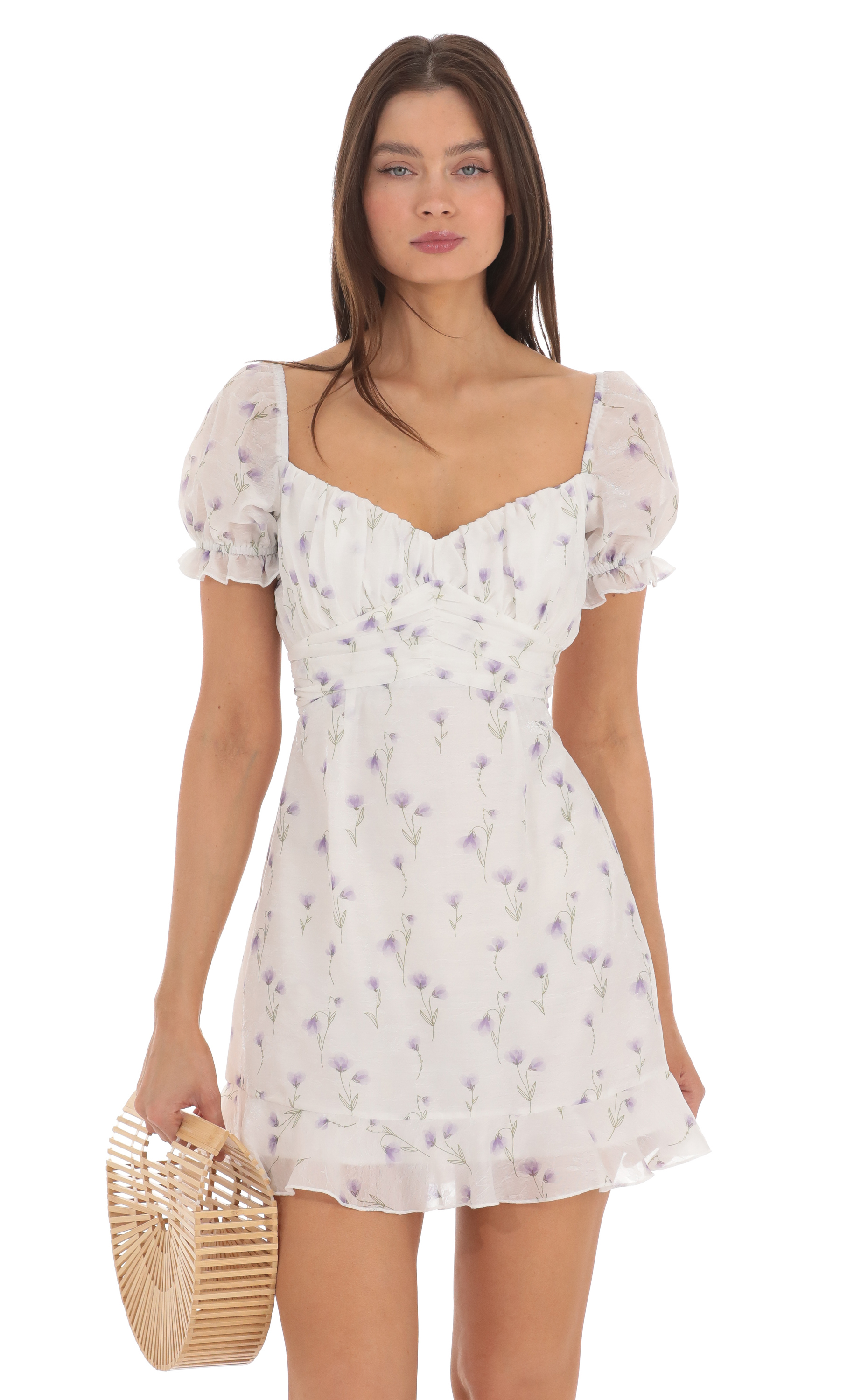Floral Fit and Flare Dress in White-My Sky Diva