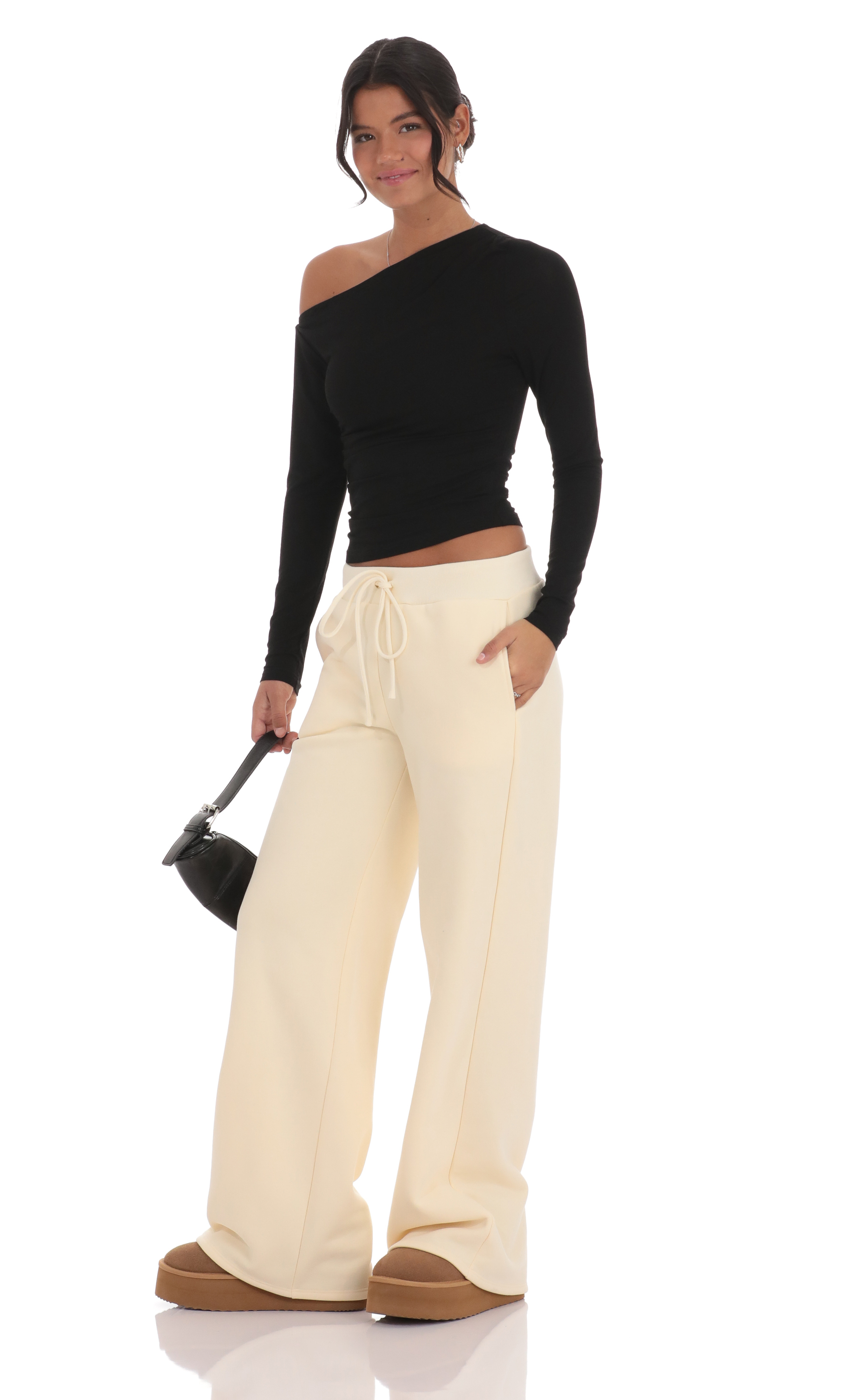 Straight Leg Sweatpants in Cream-My Sky Diva