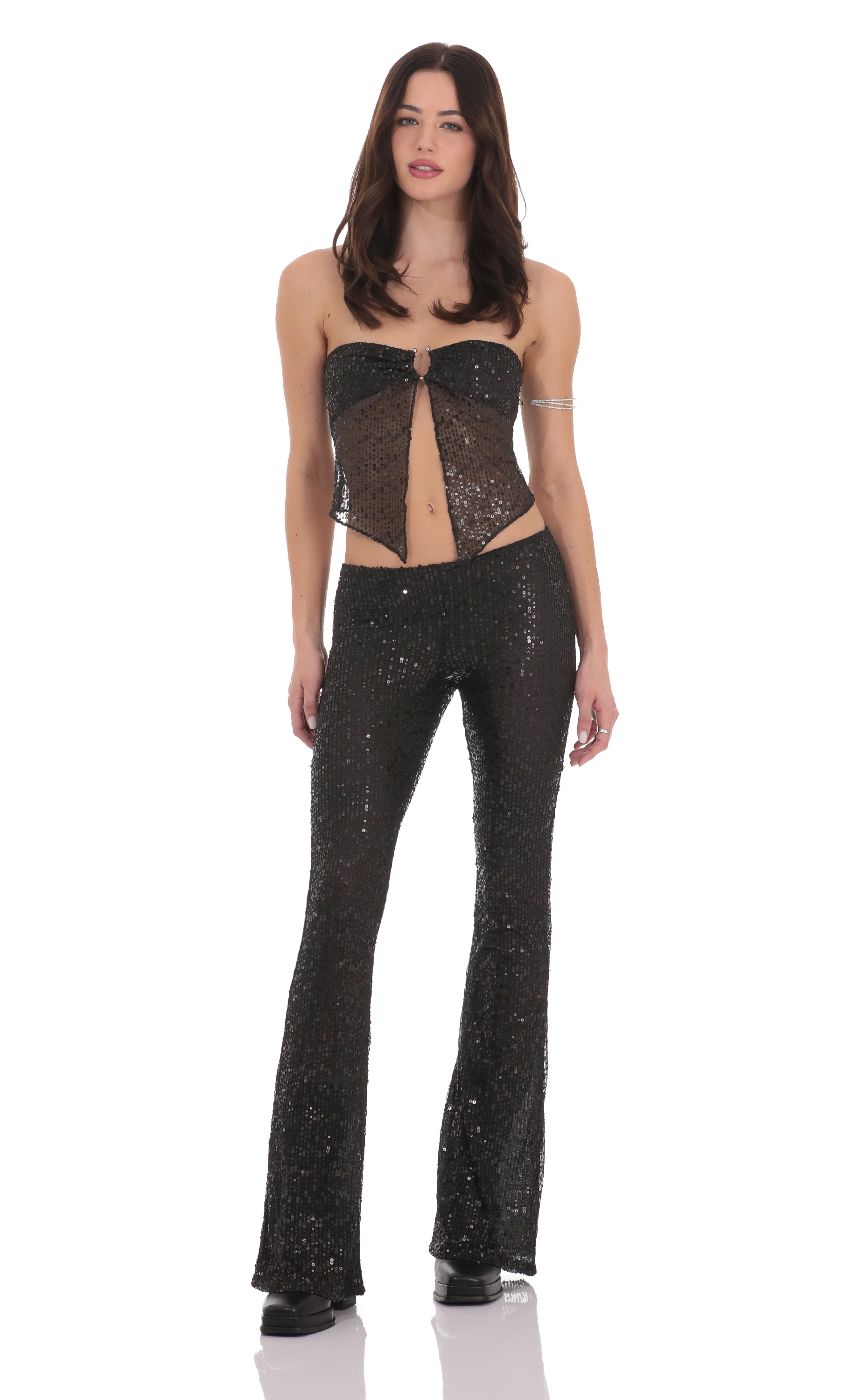 Flyaway Sequin Two Piece Set in Black-My Sky Diva