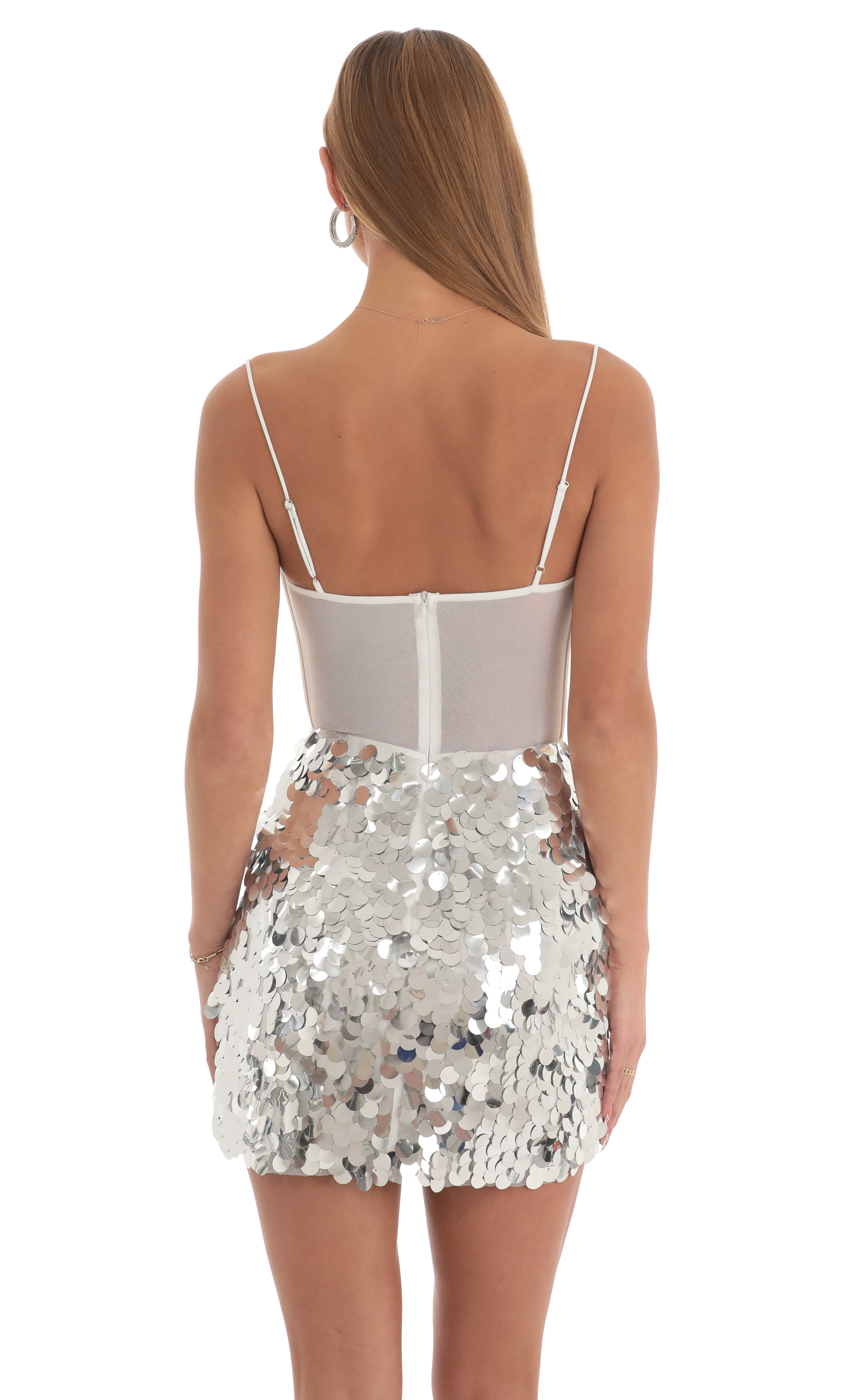 Sequin Corset Dress in White-My Sky Diva