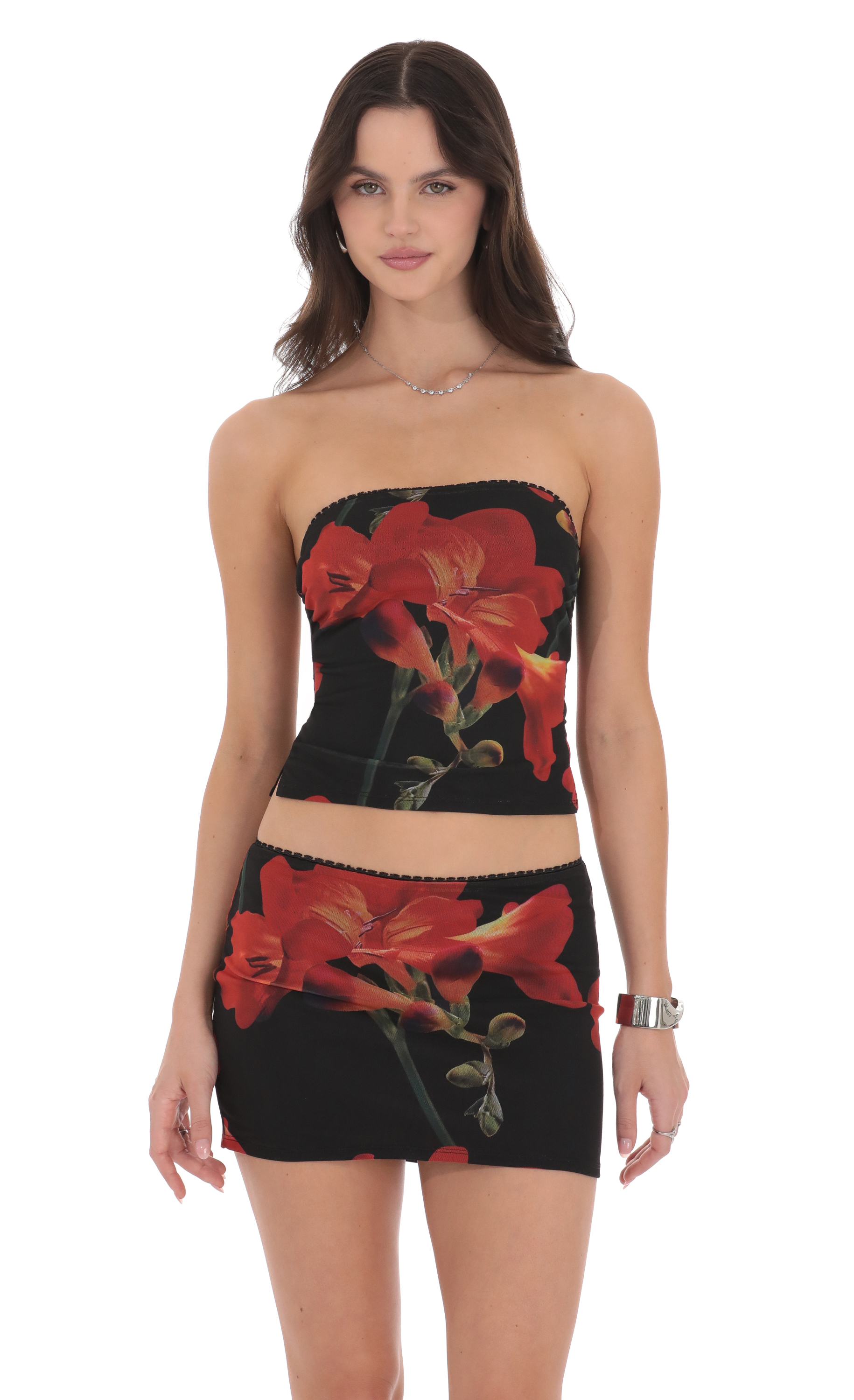 Mesh Floral Skirt in Black-My Sky Diva