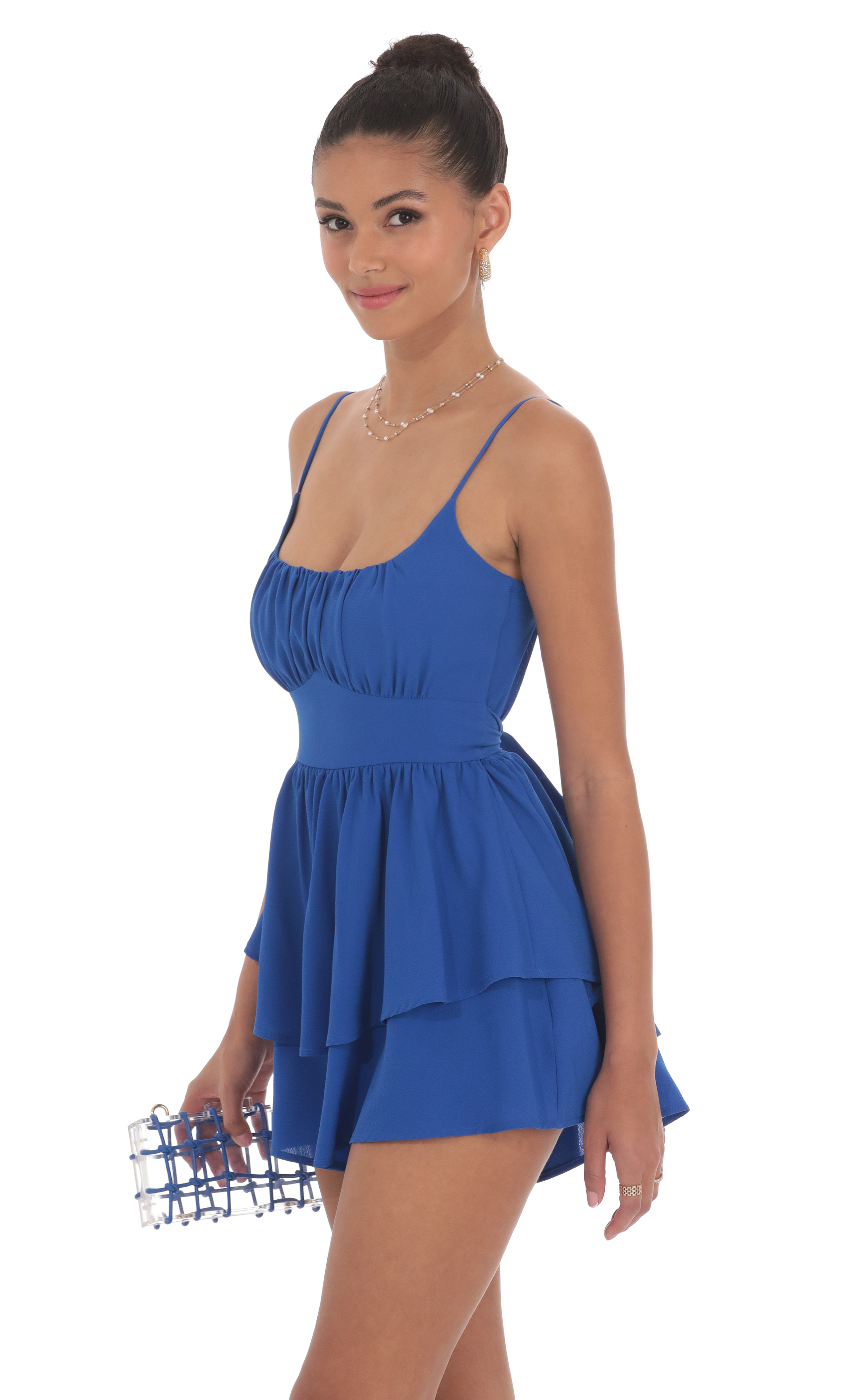 Ruffle Romper in Blue-My Sky Diva