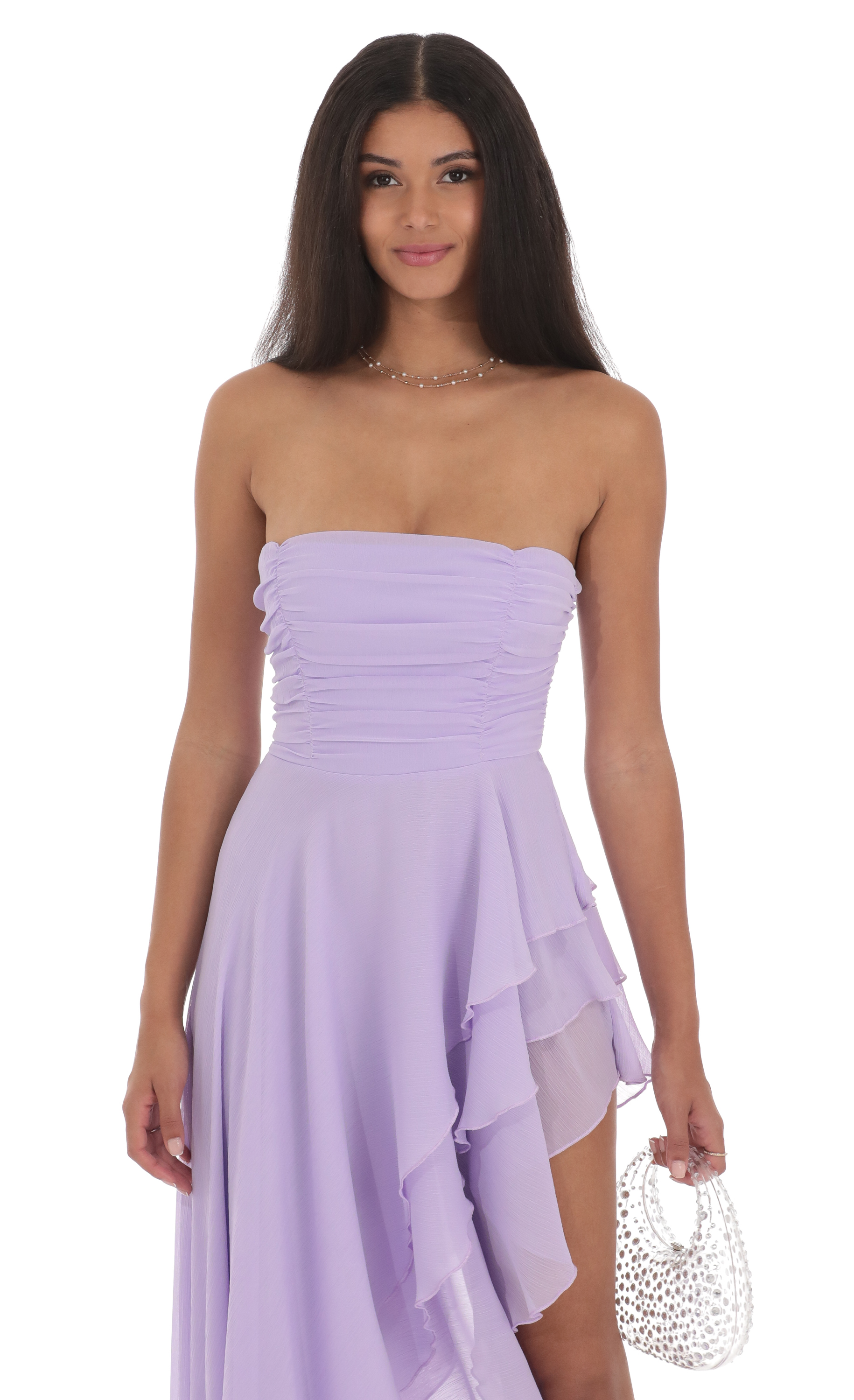 Asymmetrical Corset Maxi Dress in Lavender-My Sky Diva
