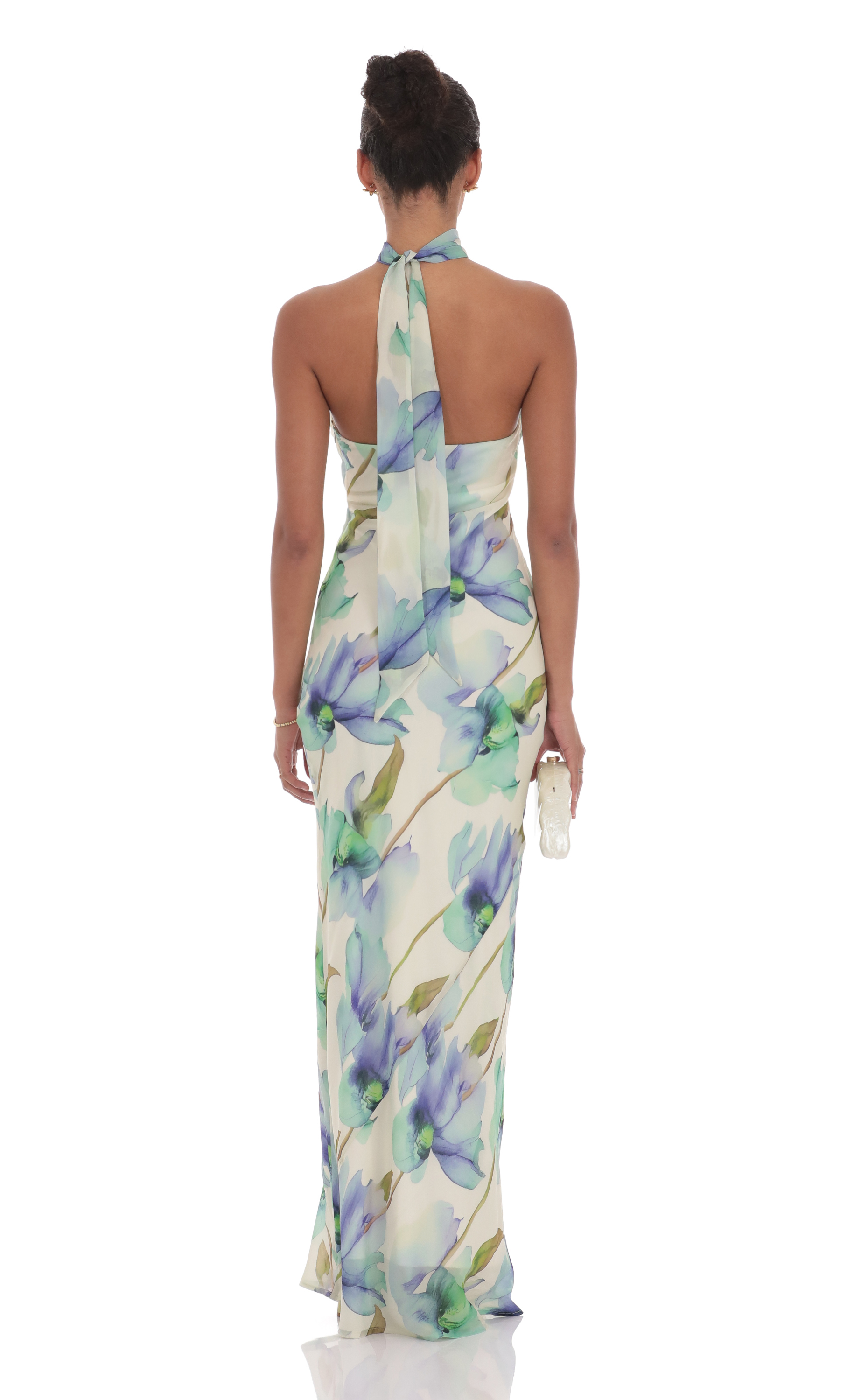 Floral Scarf Maxi Dress in Green-My Sky Diva
