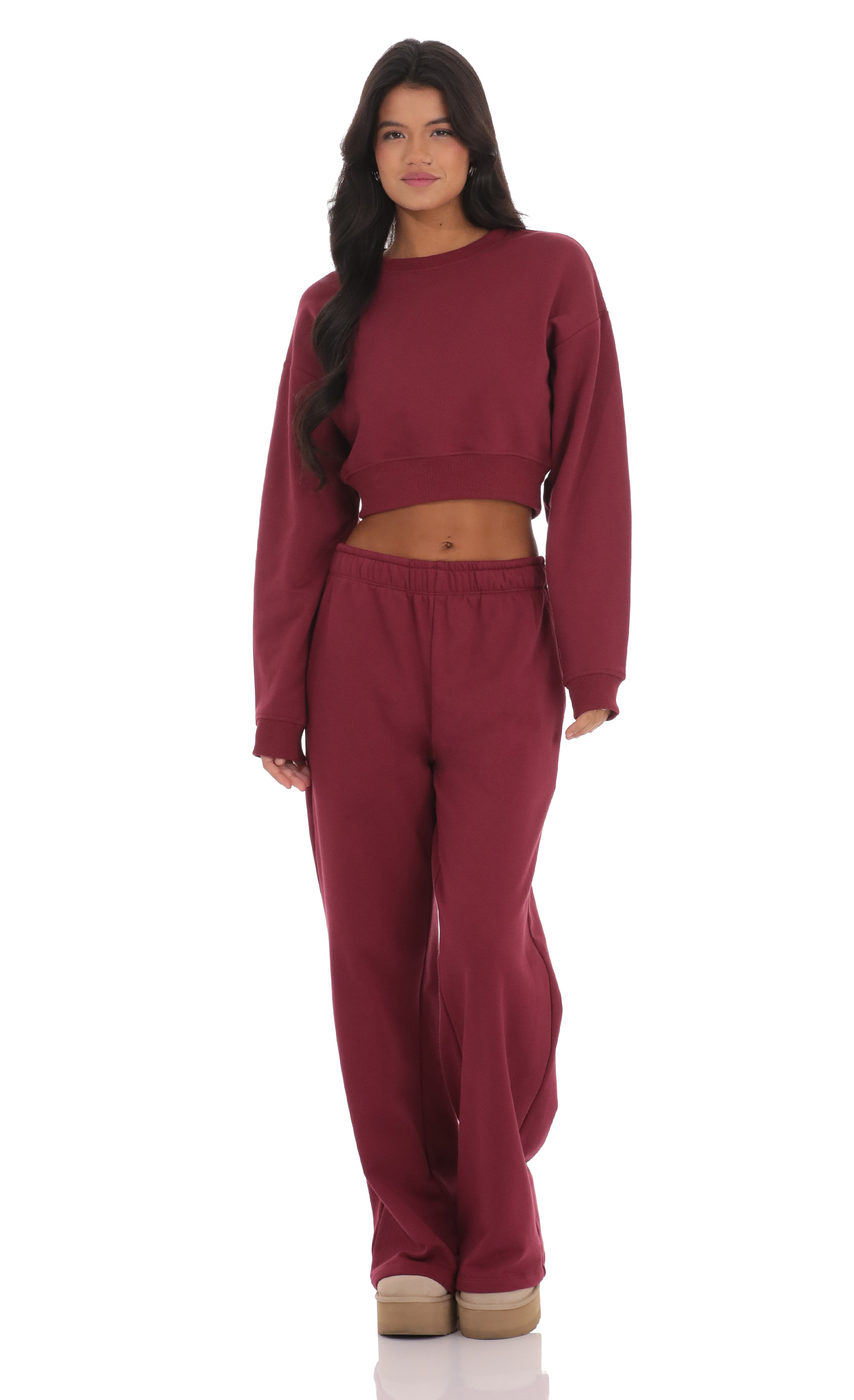 Cropped Jumper in Burgundy-My Sky Diva