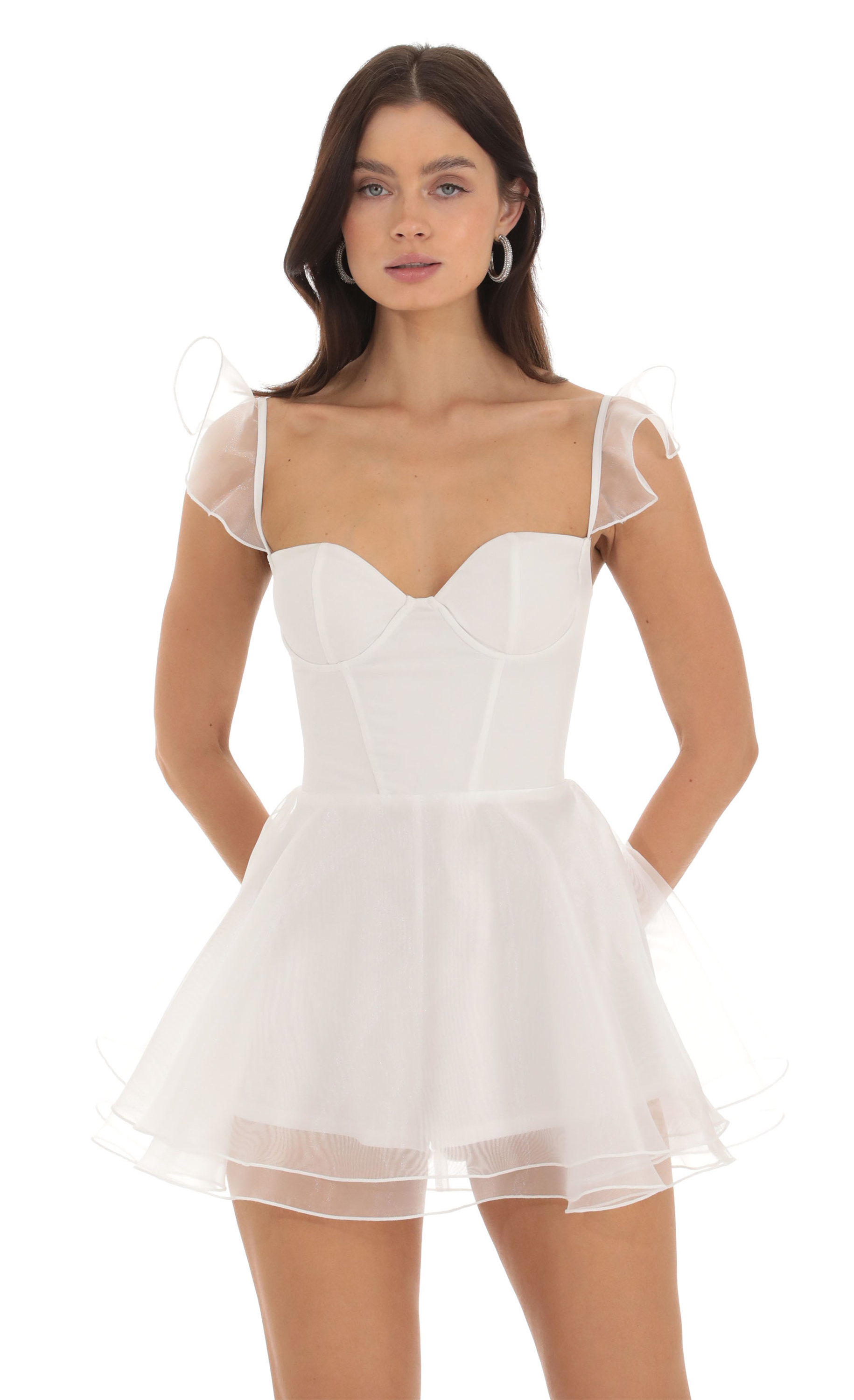 Corset A-line Romper in White-My Sky Diva