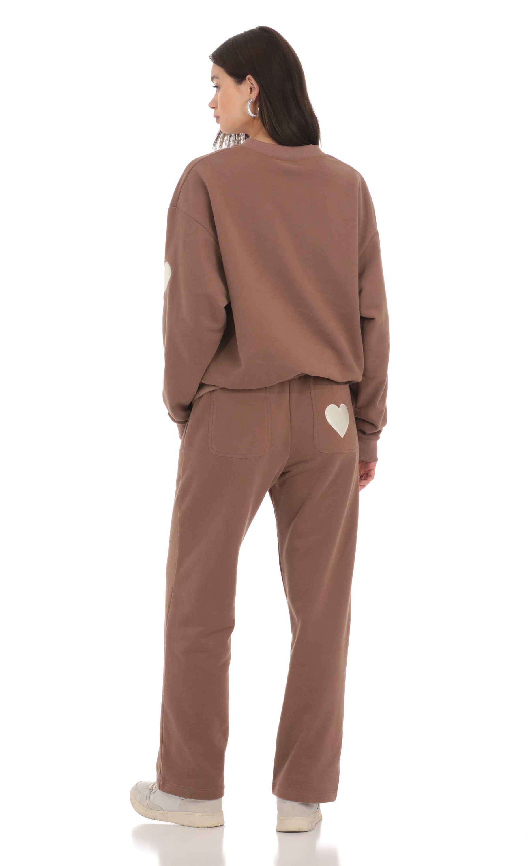 Heart Pocket Sweatpants in Brown-My Sky Diva