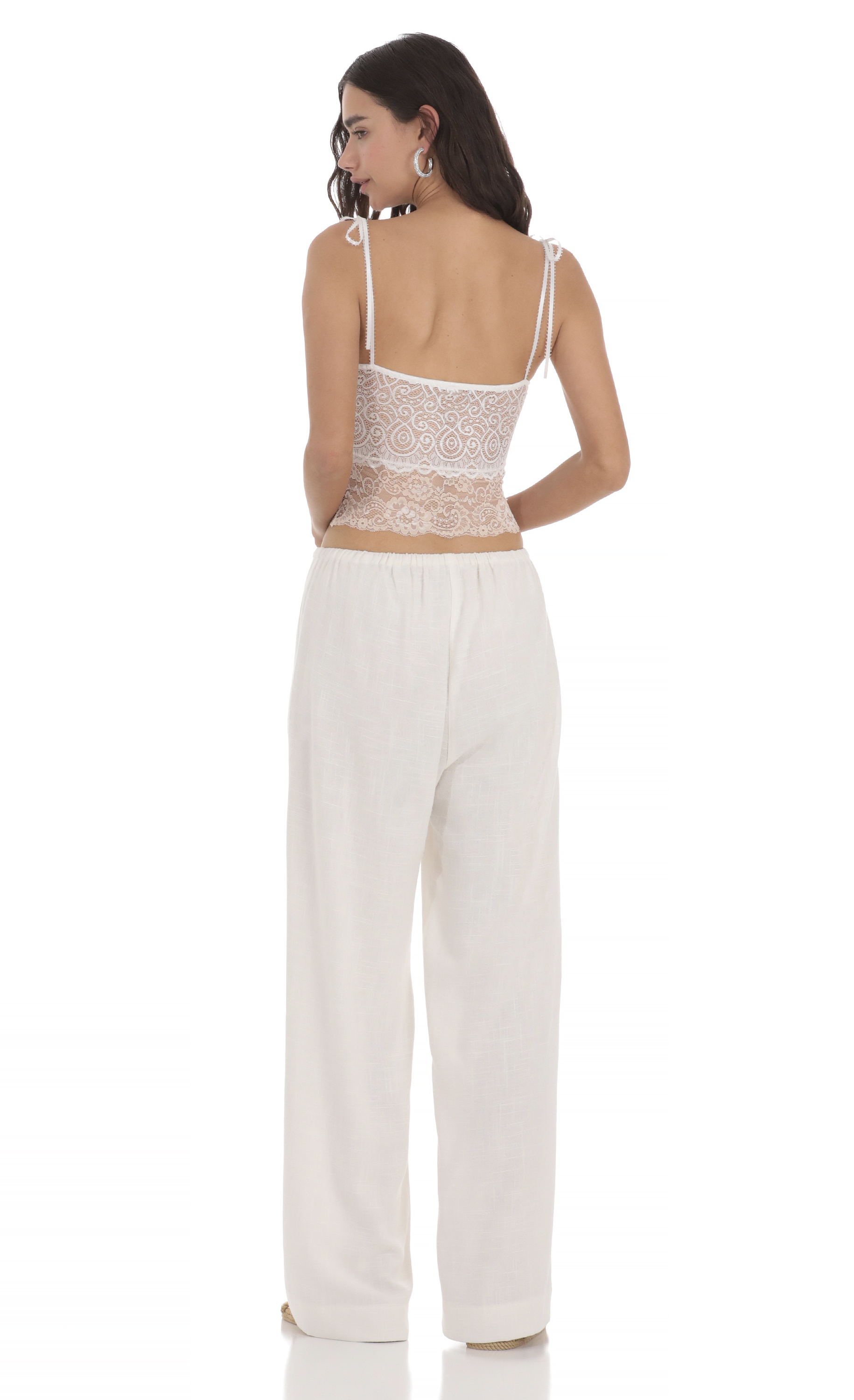 Linen Drawstring Pants in Cream-My Sky Diva
