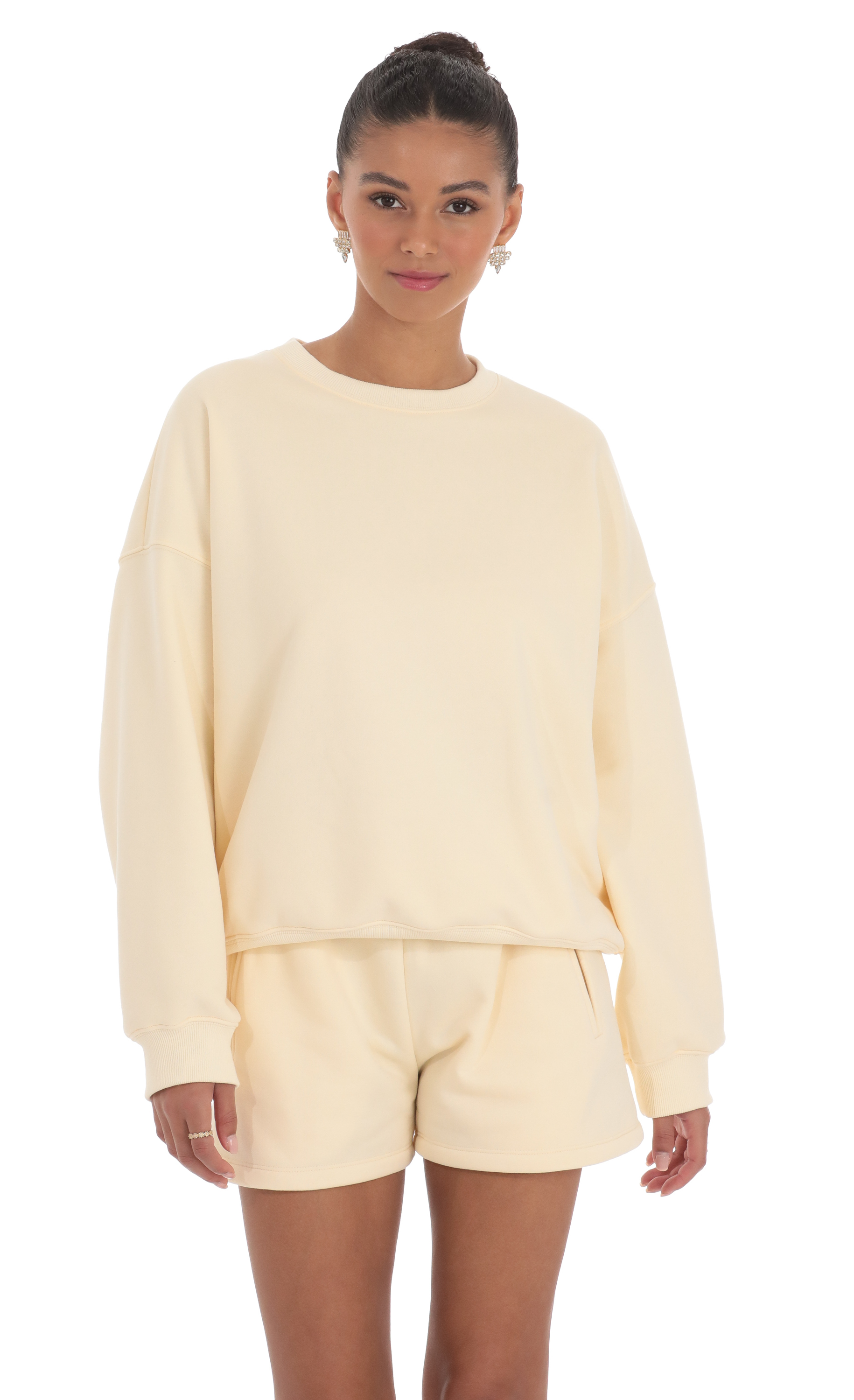 Fleece Oversized Jumper in Cream-My Sky Diva