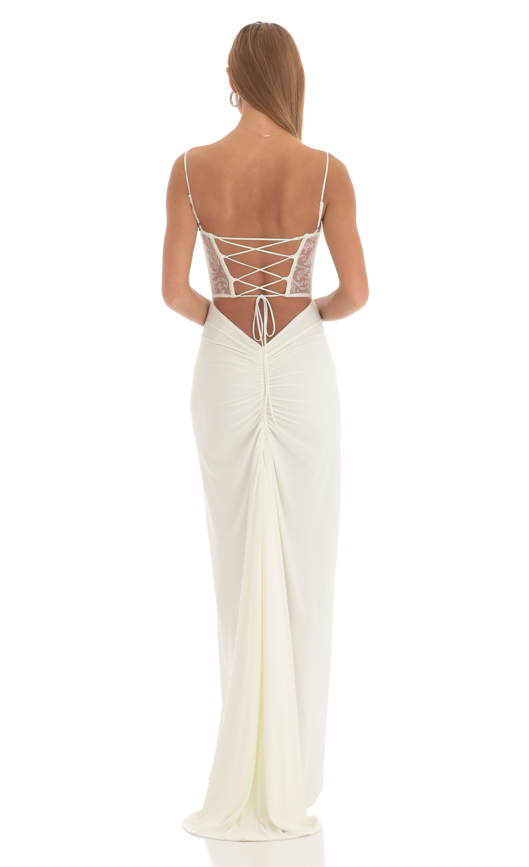 Shimmer Maxi Dress in White-My Sky Diva