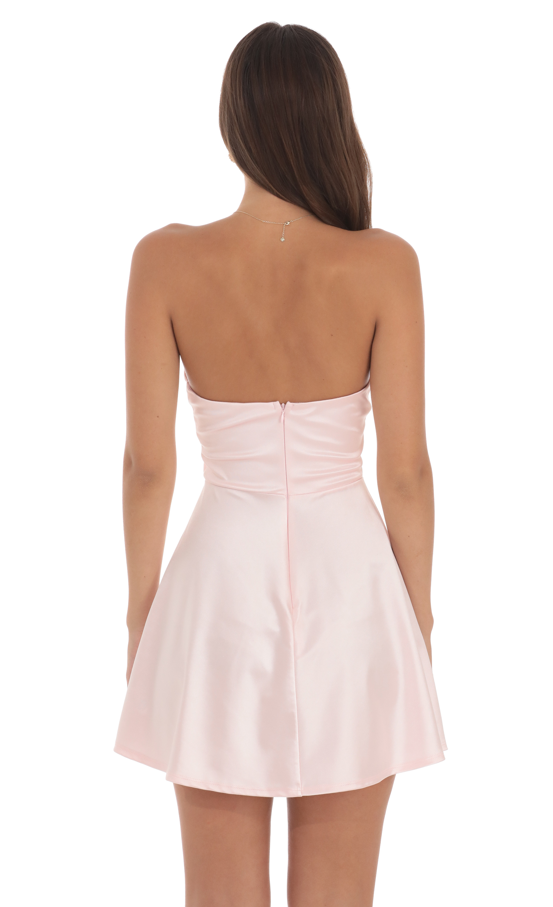 Satin Double Bow Cutout Dress in Pink-My Sky Diva