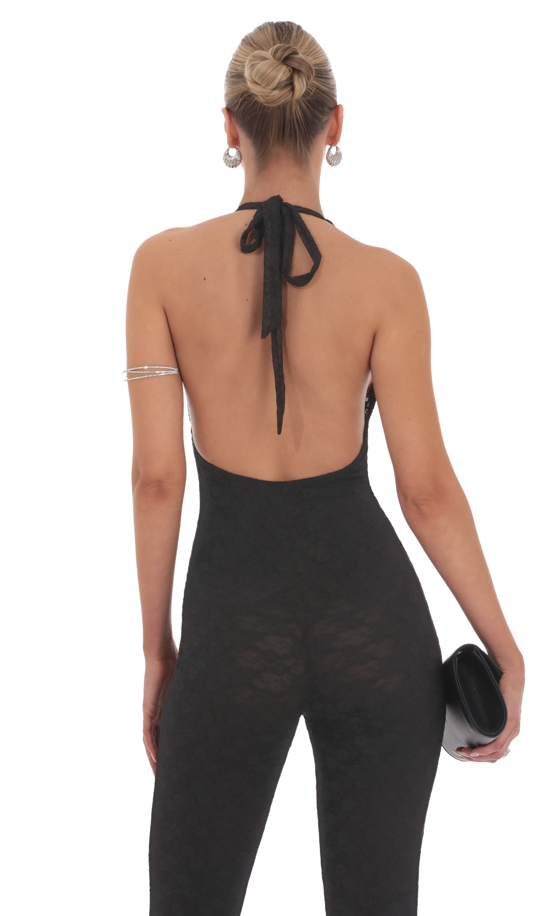 Lace Halter Jumpsuit in Black-My Sky Diva