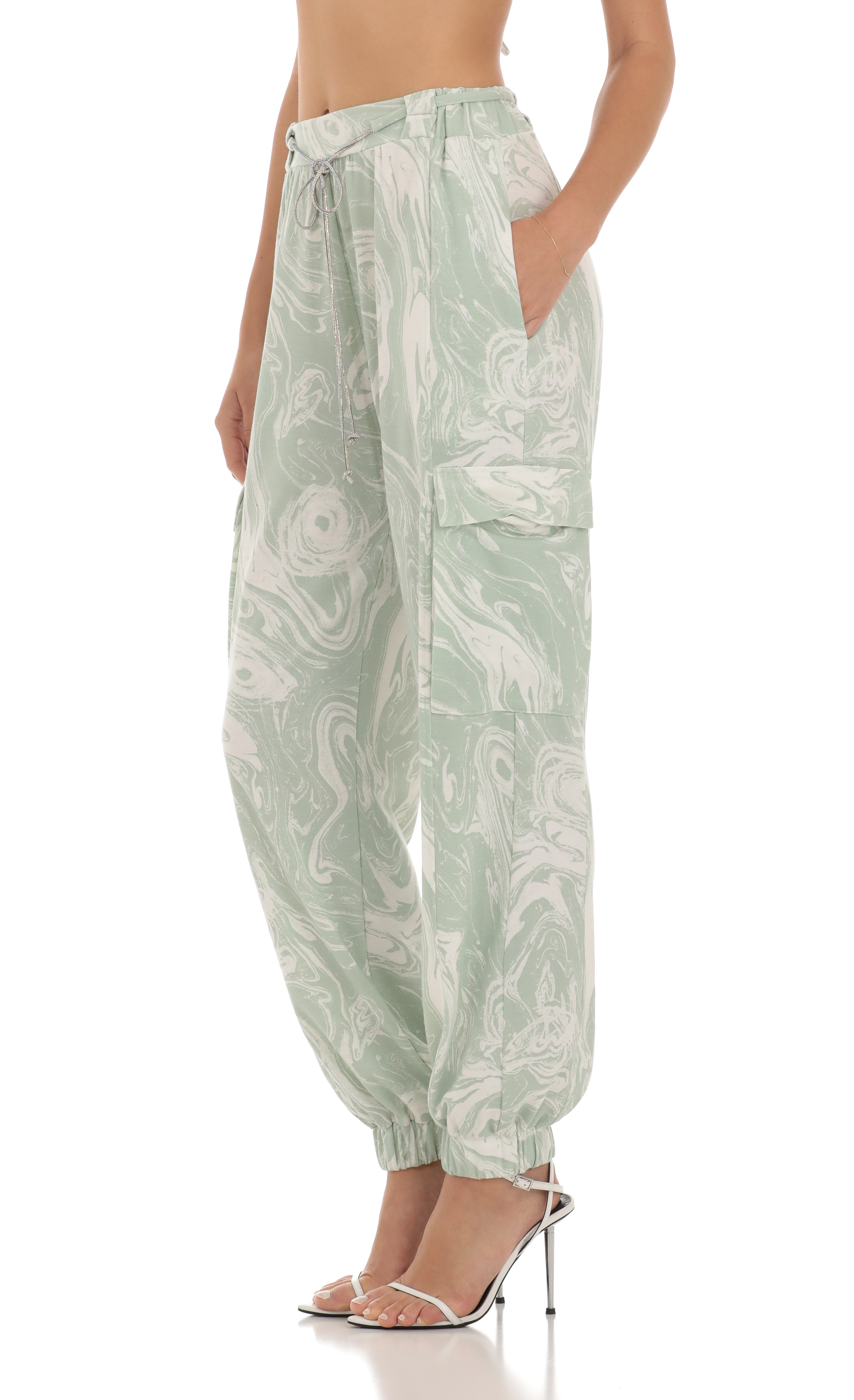 Rhinestone Two Piece Set in Green Swirl-My Sky Diva