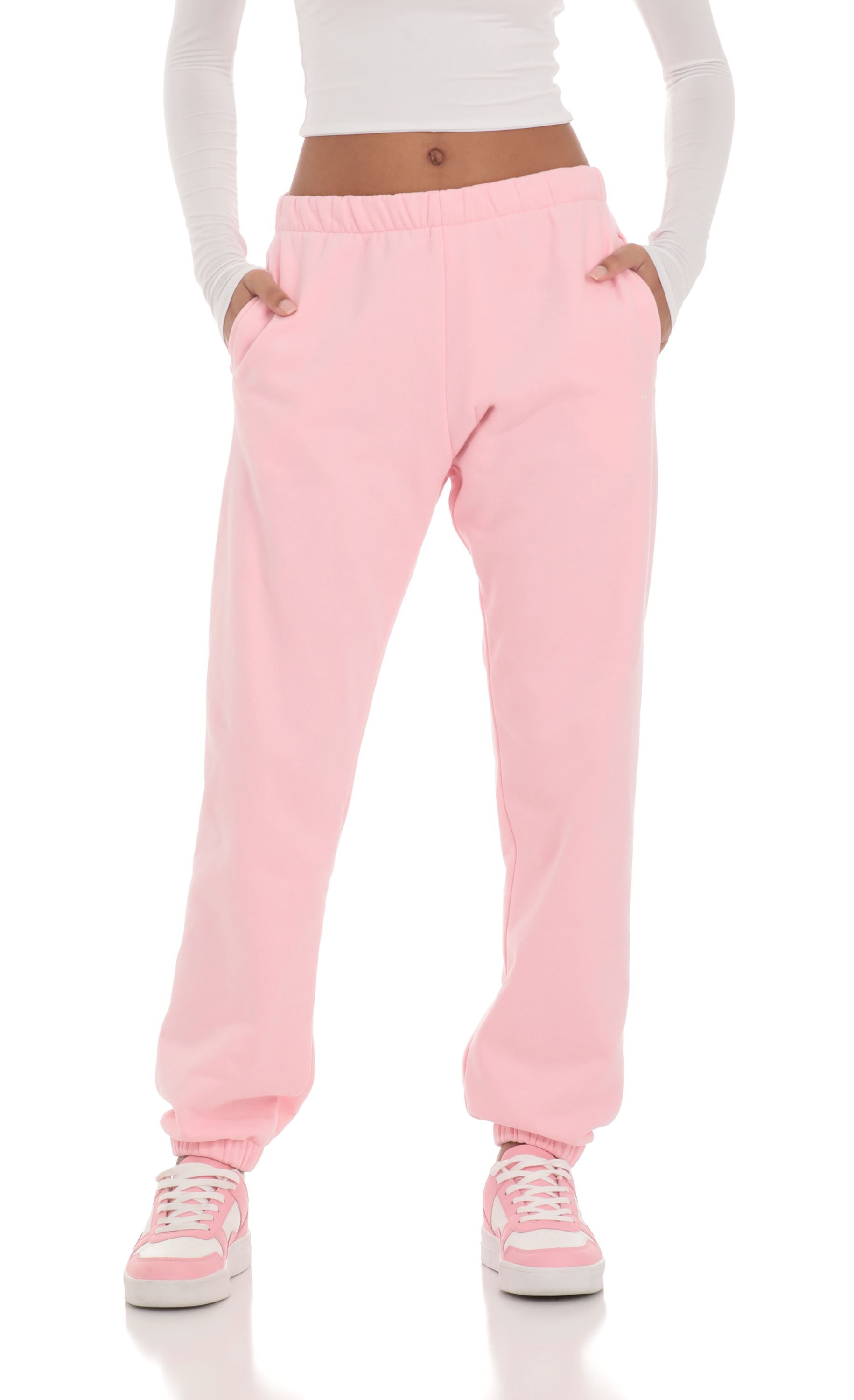Heart Cinched Sweatpants in Pink-My Sky Diva