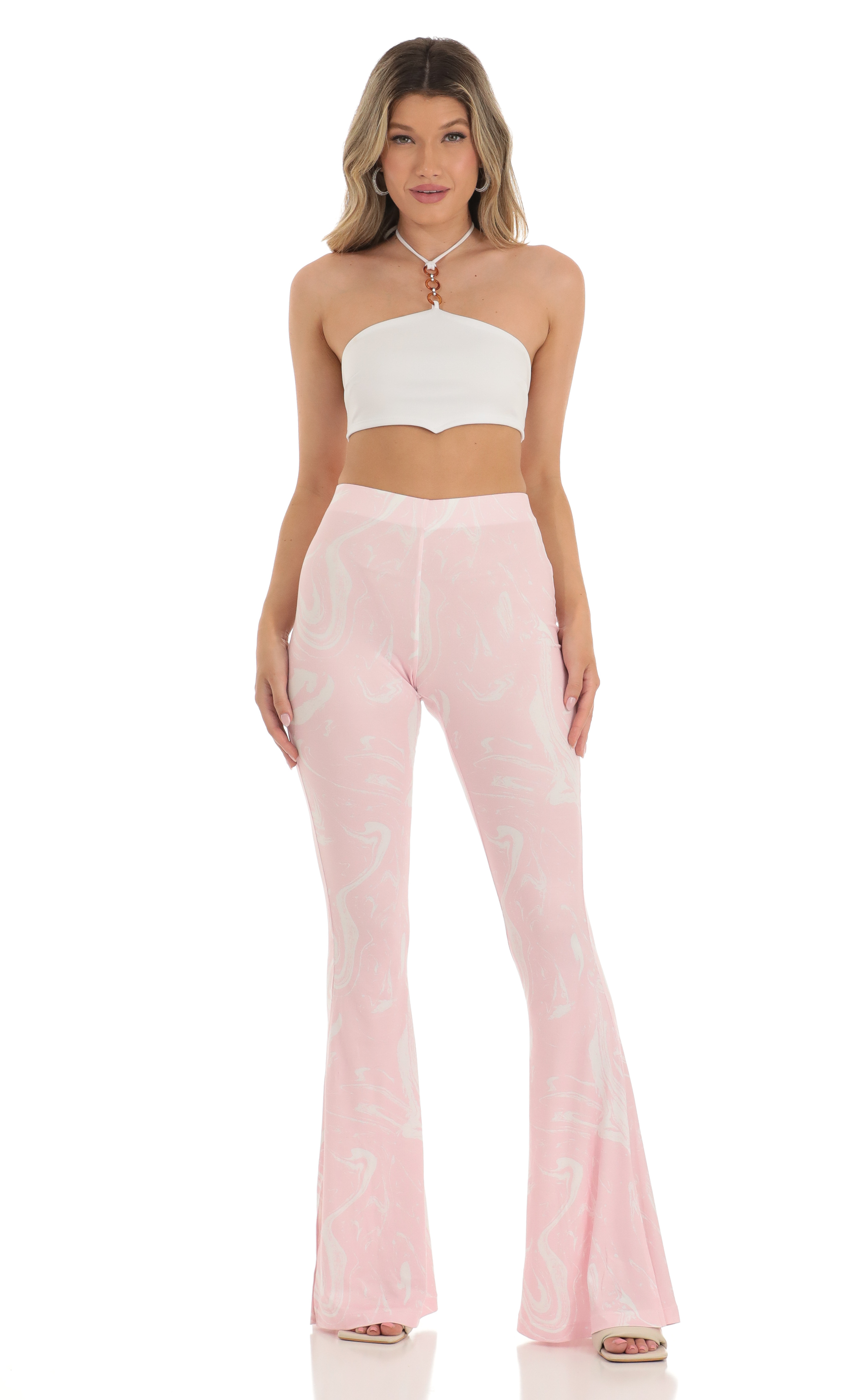 Pant in Swirl Pink Print-My Sky Diva
