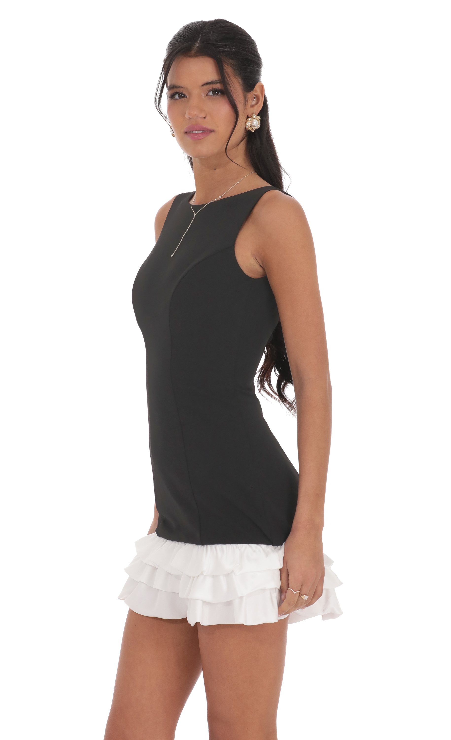 Bubble Ruffle Dress in Black and White-My Sky Diva