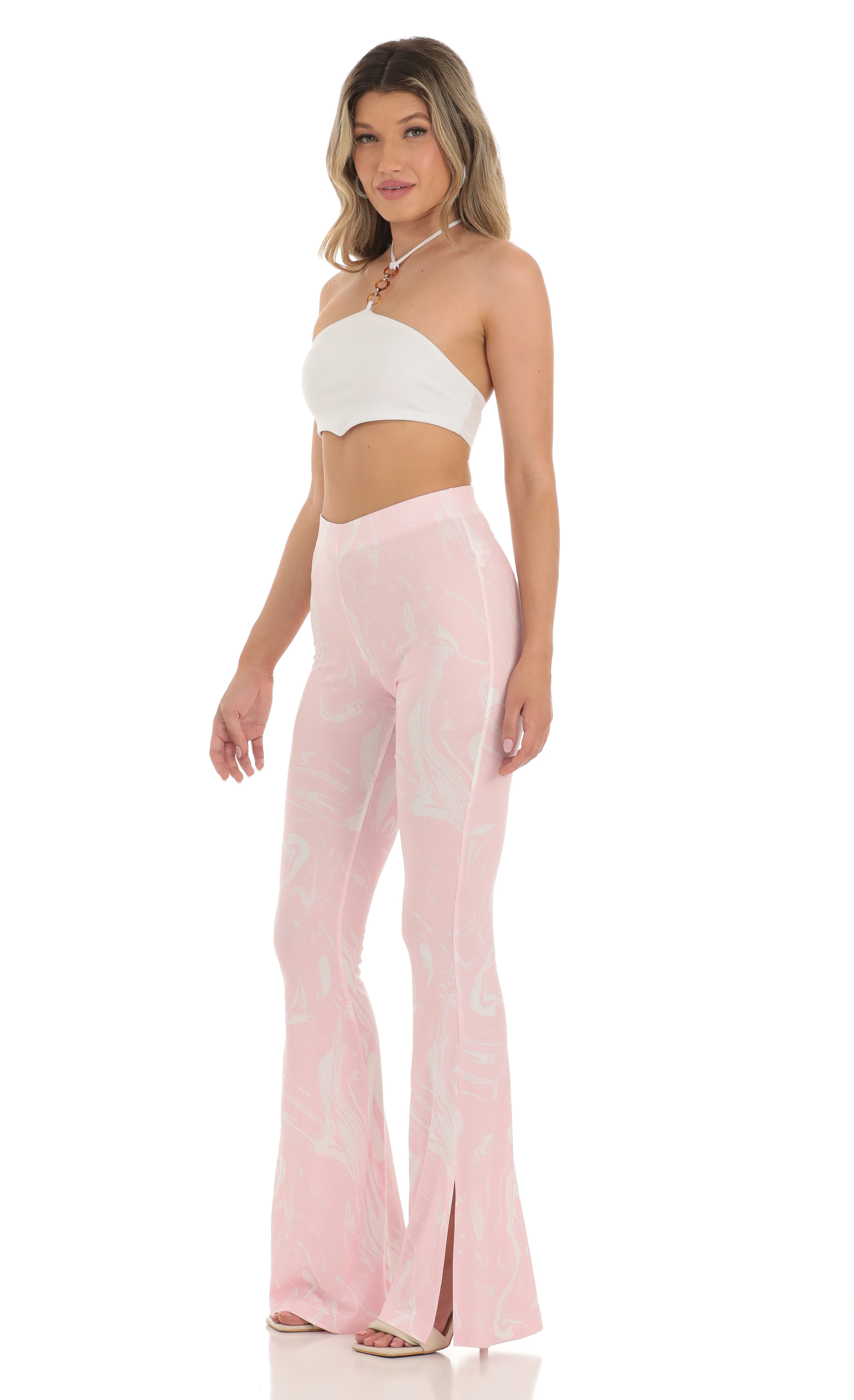 Pant in Swirl Pink Print-My Sky Diva