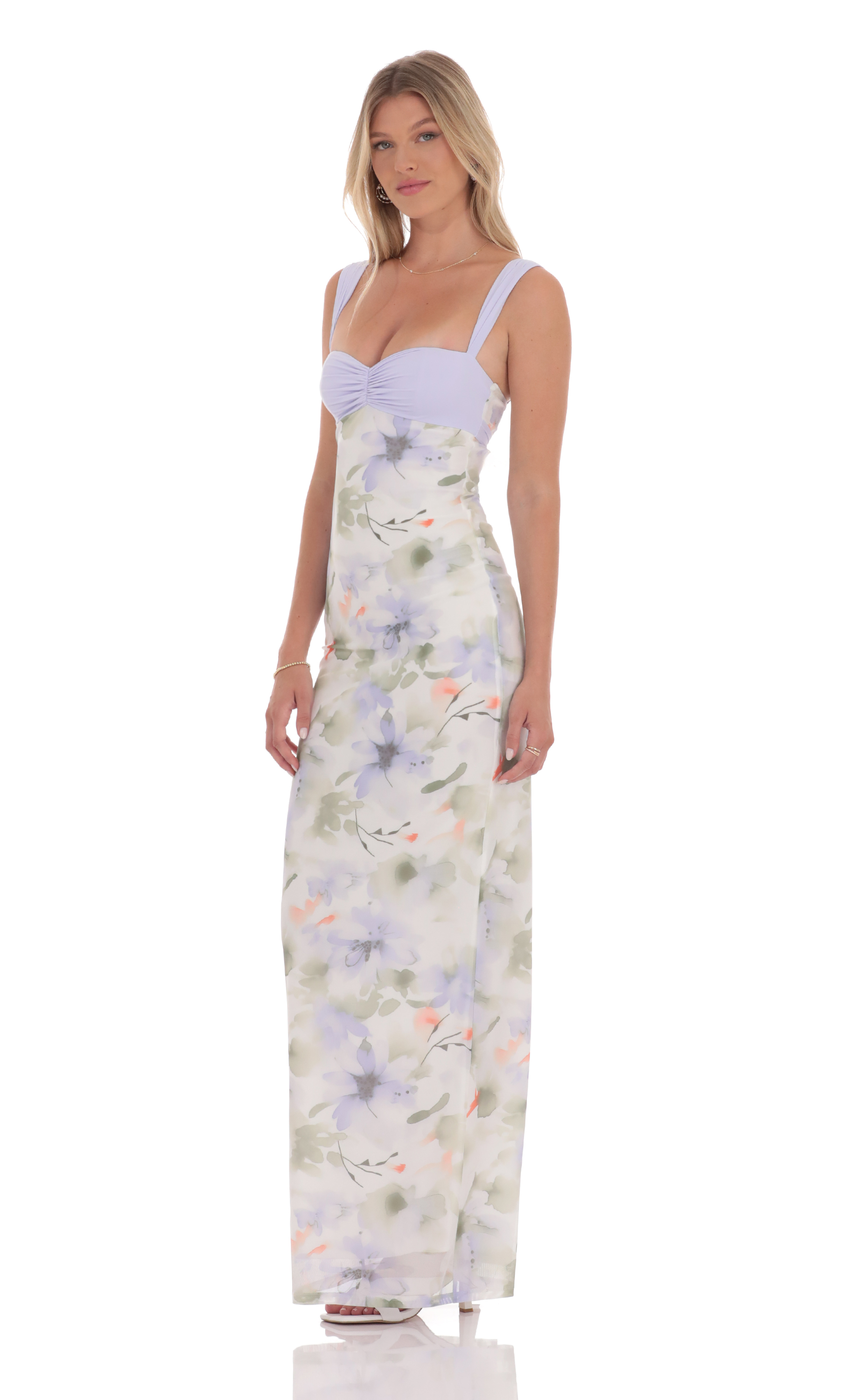 Mesh Two Toned Maxi Dress in Lavender Lilly-My Sky Diva