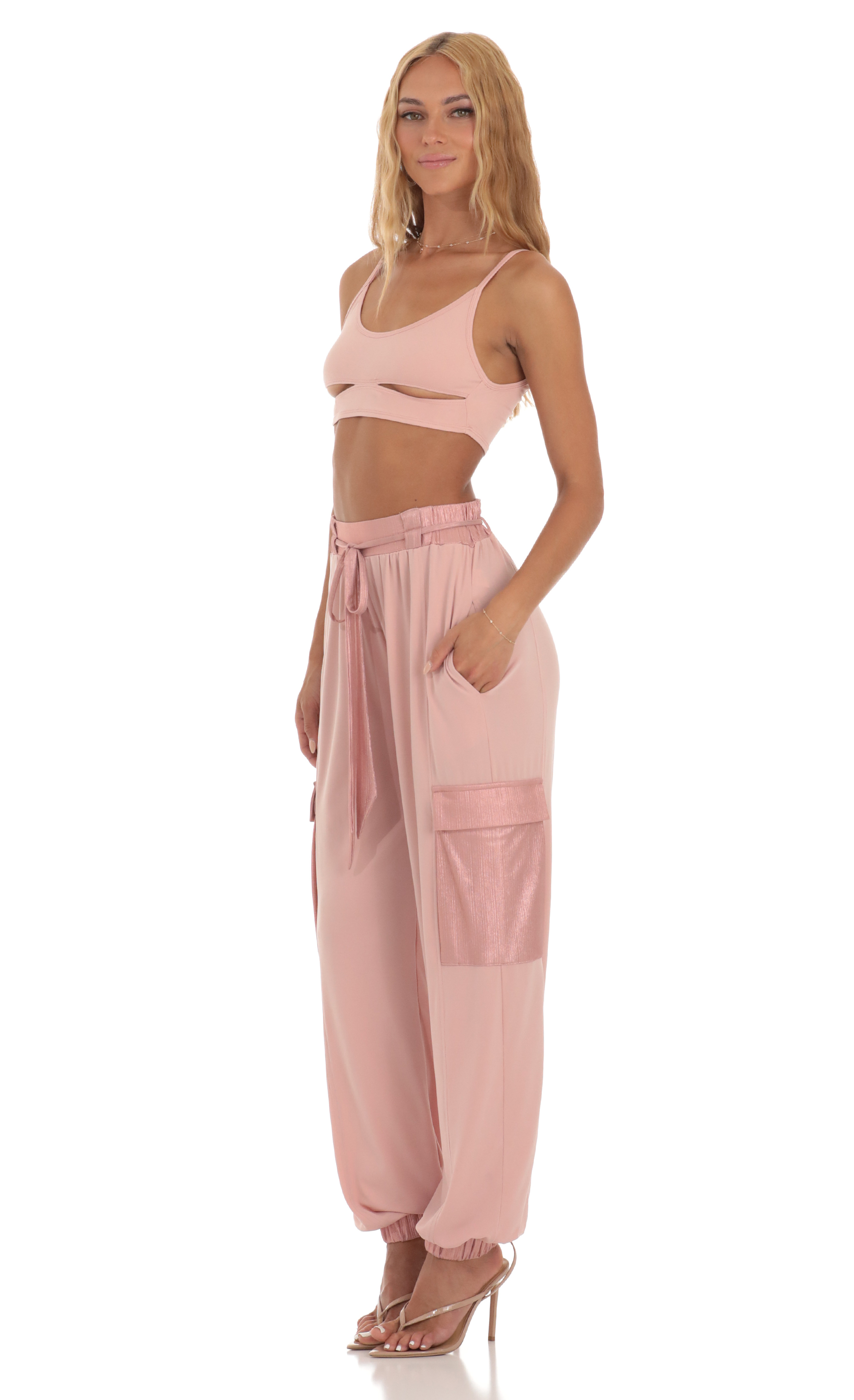 Shimmer Two Piece Set in Pink-My Sky Diva