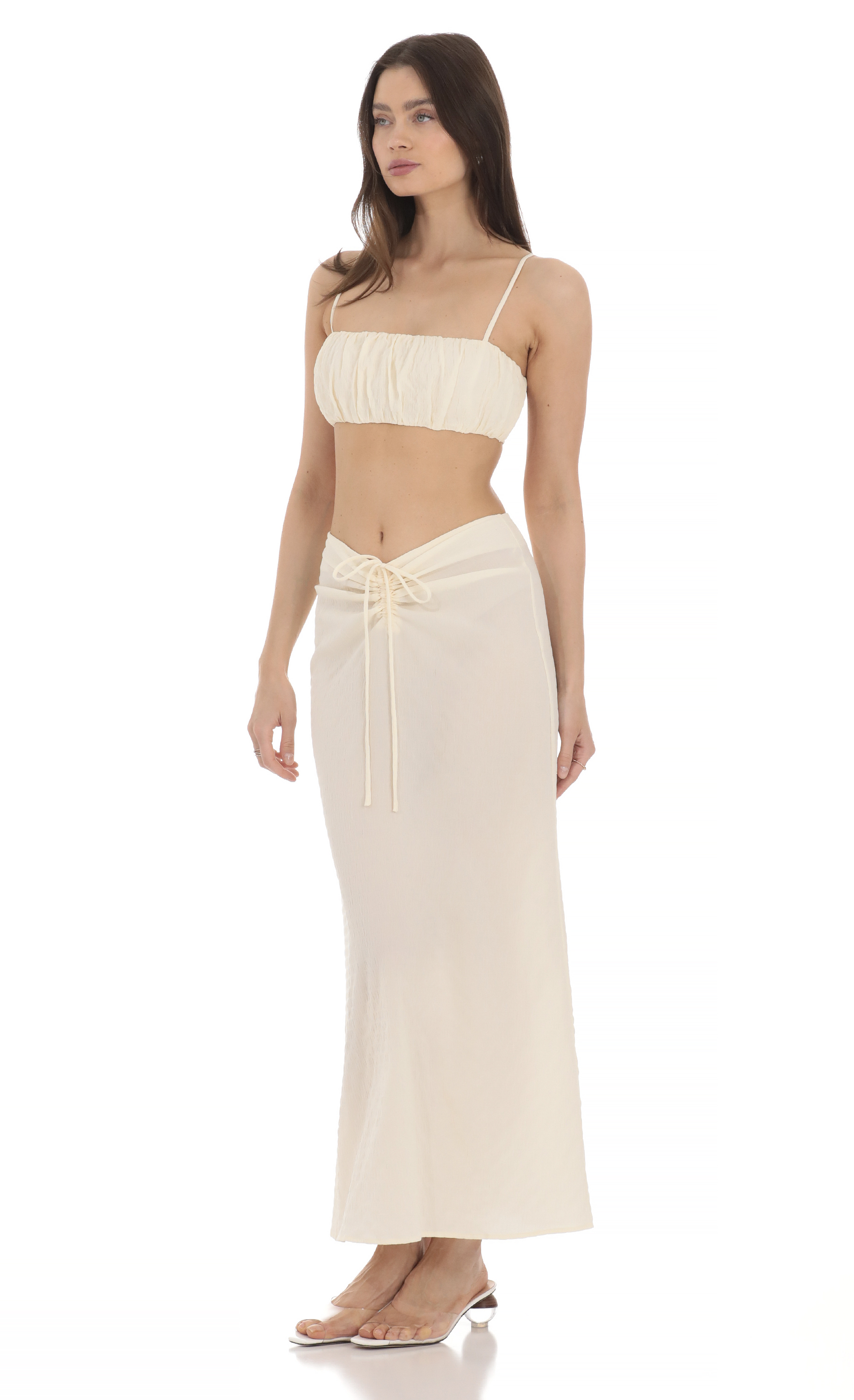 Cropped Two Piece Set in Cream-My Sky Diva