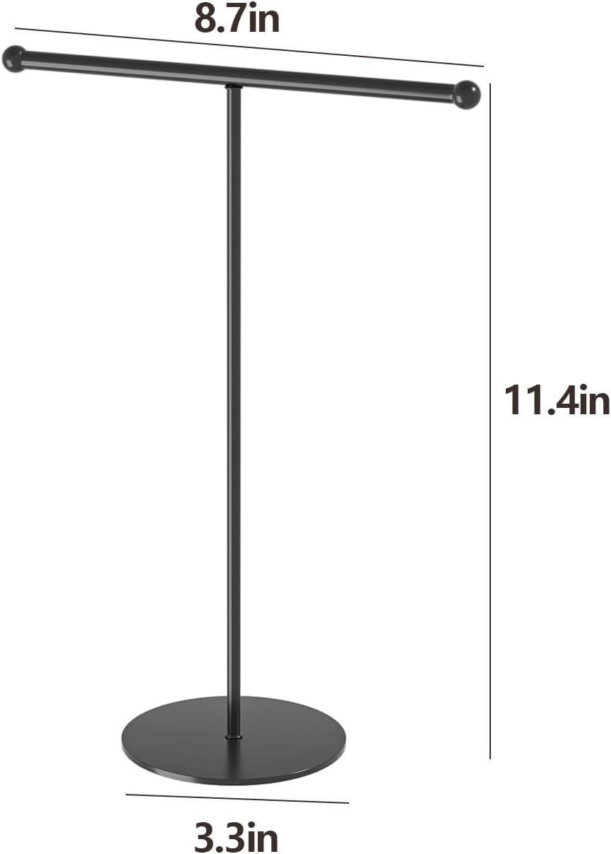 Necklace Organizers Holder, Small Jewelry Display Stand for Women, Men and Vendors, Long Necklace Organizer, Multi-Functional Bracelet Hanger, Space Saving Design (2 Tier Black)