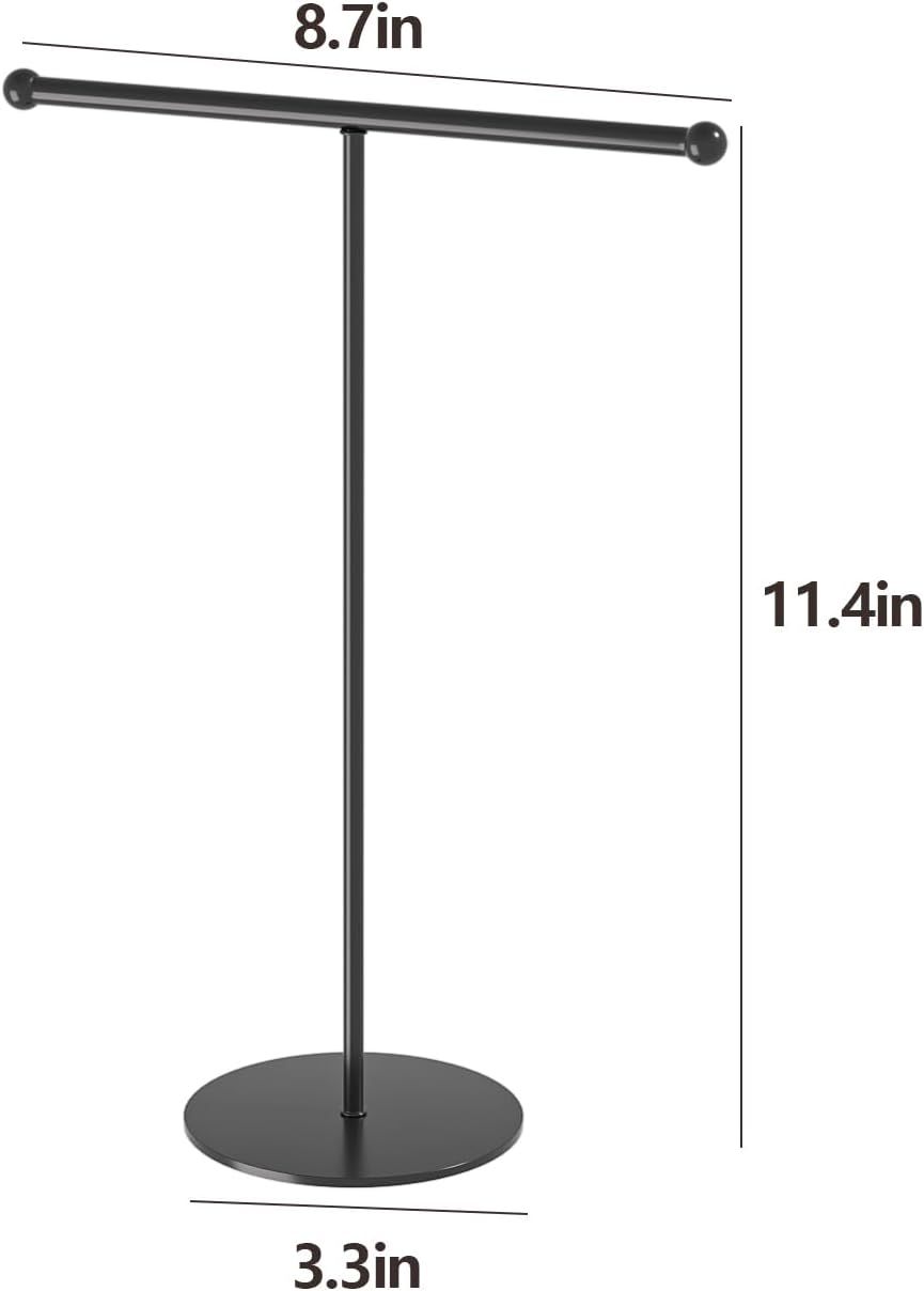 Necklace Organizers Holder, Small Jewelry Display Stand for Women, Men and Vendors, Long Necklace Organizer, Multi-Functional Bracelet Hanger, Space Saving Design (2 Tier Black)