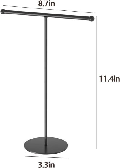 Necklace Organizers Holder, Small Jewelry Display Stand for Women, Men and Vendors, Long Necklace Organizer, Multi-Functional Bracelet Hanger, Space Saving Design (2 Tier Black)