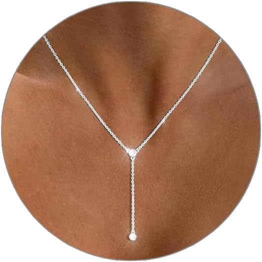 Gold Necklace for Women, Dainty Long Necklace 14k Gold Plated/Silver Y