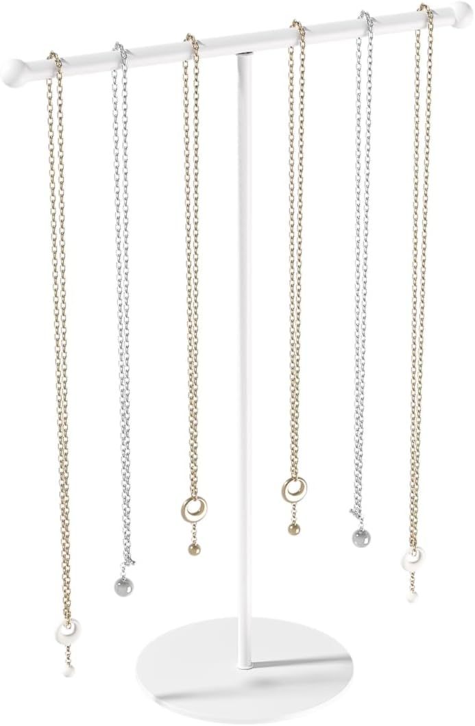 Necklace Organizers Holder, Small Jewelry Display Stand for Women, Men and Vendors, Long Necklace Organizer, Multi-Functional Bracelet Hanger, Space Saving Design (2 Tier Black)