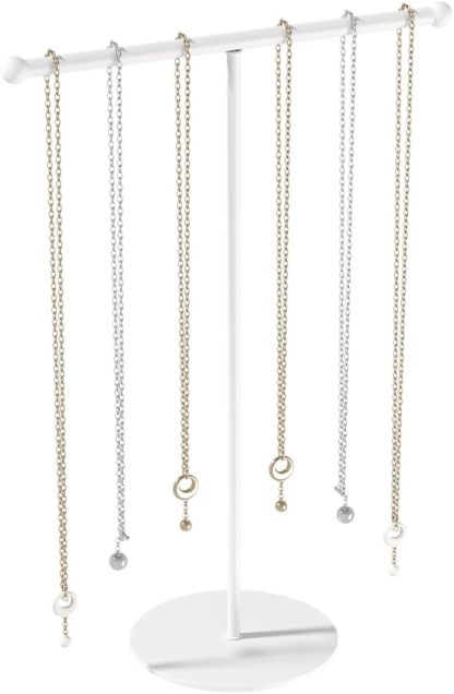 Necklace Organizers Holder, Small Jewelry Display Stand for Women, Men and Vendors, Long Necklace Organizer, Multi-Functional Bracelet Hanger, Space Saving Design (2 Tier Black)