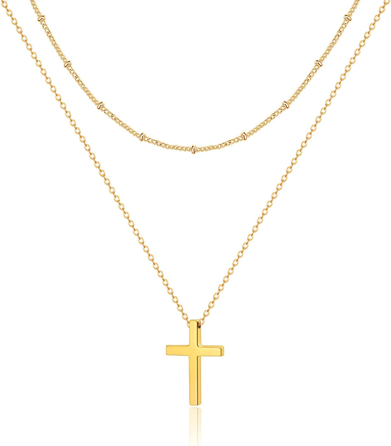 Gold Necklace for Women, Dainty Long Necklace 14k Gold Plated/Silver Y-Shaped Pendant Necklaces Trendy Beaded Chain Drop Necklaces Jewelry for Women Gifts