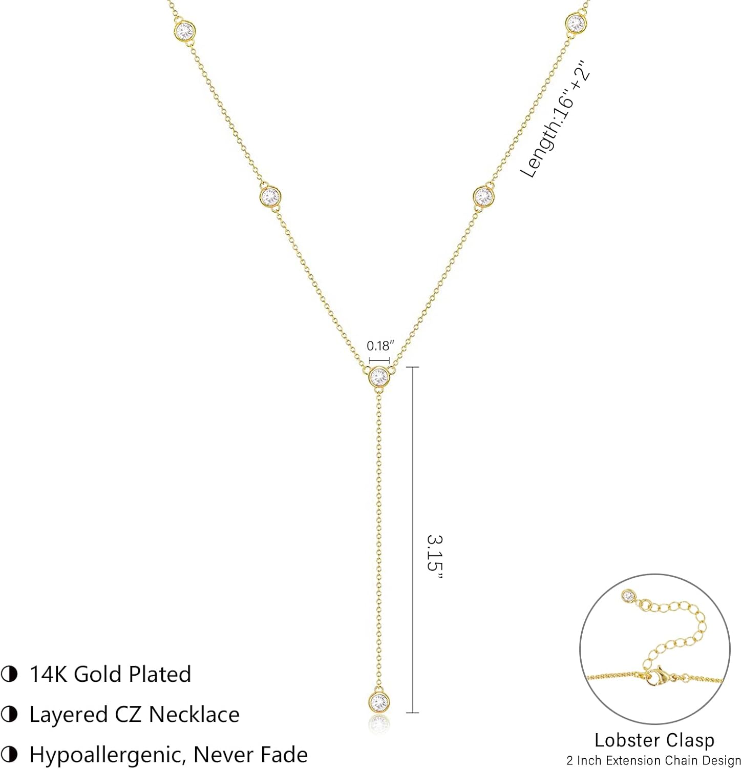 Gold Necklace for Women, Dainty Long Necklace 14k Gold Plated/Silver Y-Shaped Pendant Necklaces Trendy Beaded Chain Drop Necklaces Jewelry for Women Gifts