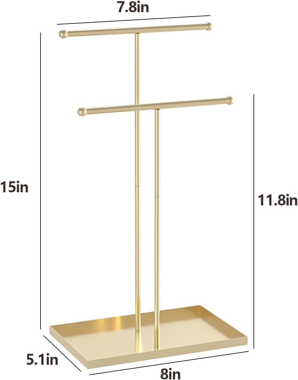 Necklace Organizers Holder, Small Jewelry Display Stand for Women, Men and Vendors, Long Necklace Organizer, Multi-Functional Bracelet Hanger, Space Saving Design (2 Tier Black)