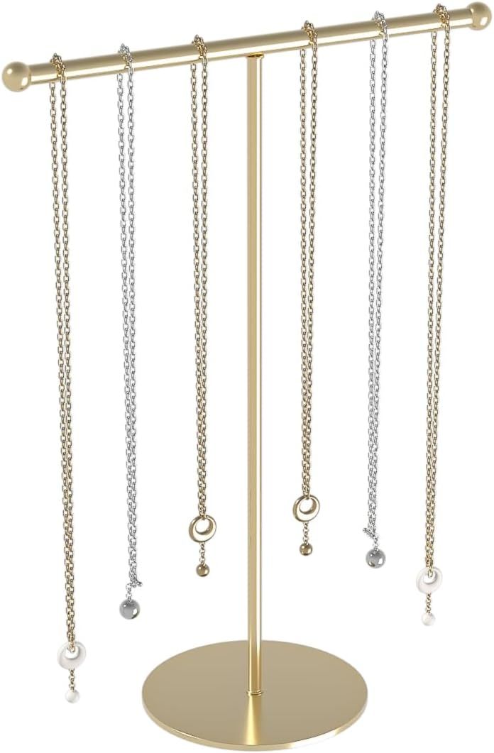 Necklace Organizers Holder, Small Jewelry Display Stand for Women, Men and Vendors, Long Necklace Organizer, Multi-Functional Bracelet Hanger, Space Saving Design (2 Tier Black)