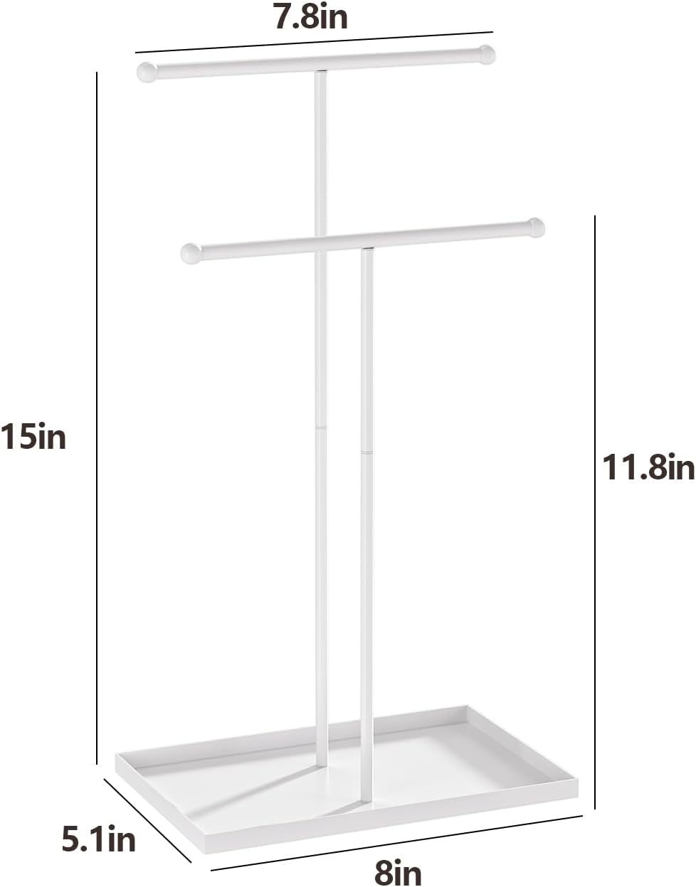 Necklace Organizers Holder, Small Jewelry Display Stand for Women, Men and Vendors, Long Necklace Organizer, Multi-Functional Bracelet Hanger, Space Saving Design (2 Tier Black)