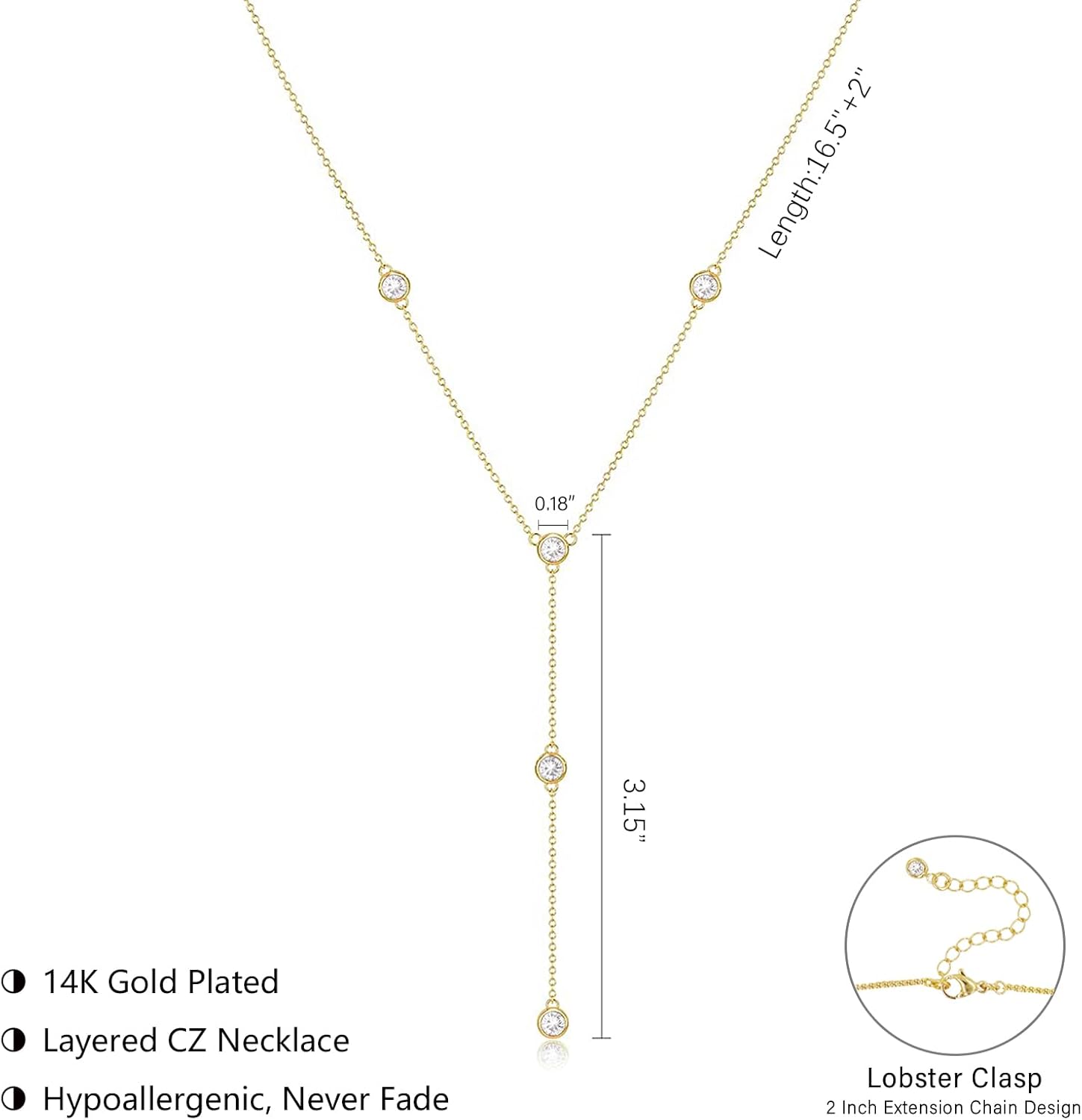 Gold Necklace for Women, Dainty Long Necklace 14k Gold Plated/Silver Y-Shaped Pendant Necklaces Trendy Beaded Chain Drop Necklaces Jewelry for Women Gifts