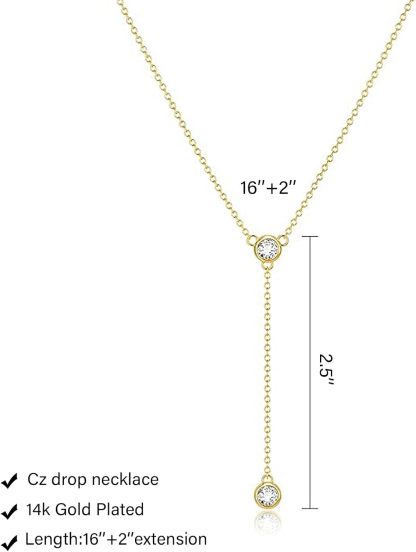 Gold Necklace for Women, Dainty Long Necklace 14k Gold Plated/Silver Y-Shaped Pendant Necklaces Trendy Beaded Chain Drop Necklaces Jewelry for Women Gifts