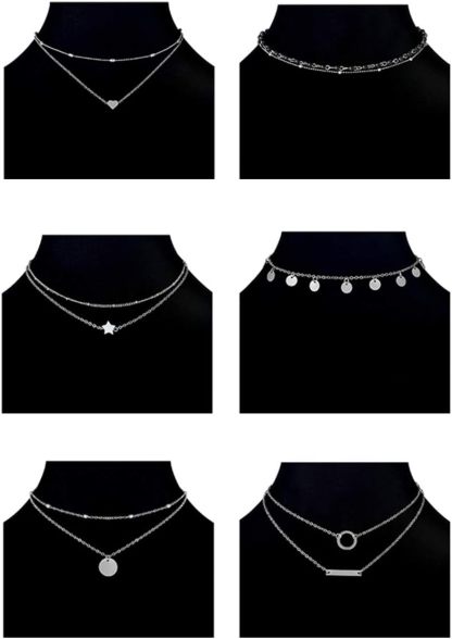 12pcs Chain Gold Bead Necklace Coin Moon Star Pearl Pendant Chain Choker Multilayer Necklace Leather Cord Set for Women Men Adjustable Gold Tone