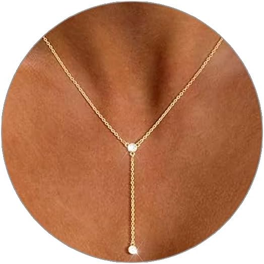 Gold Necklace for Women, Dainty Long Necklace 14k Gold Plated/Silver Y
